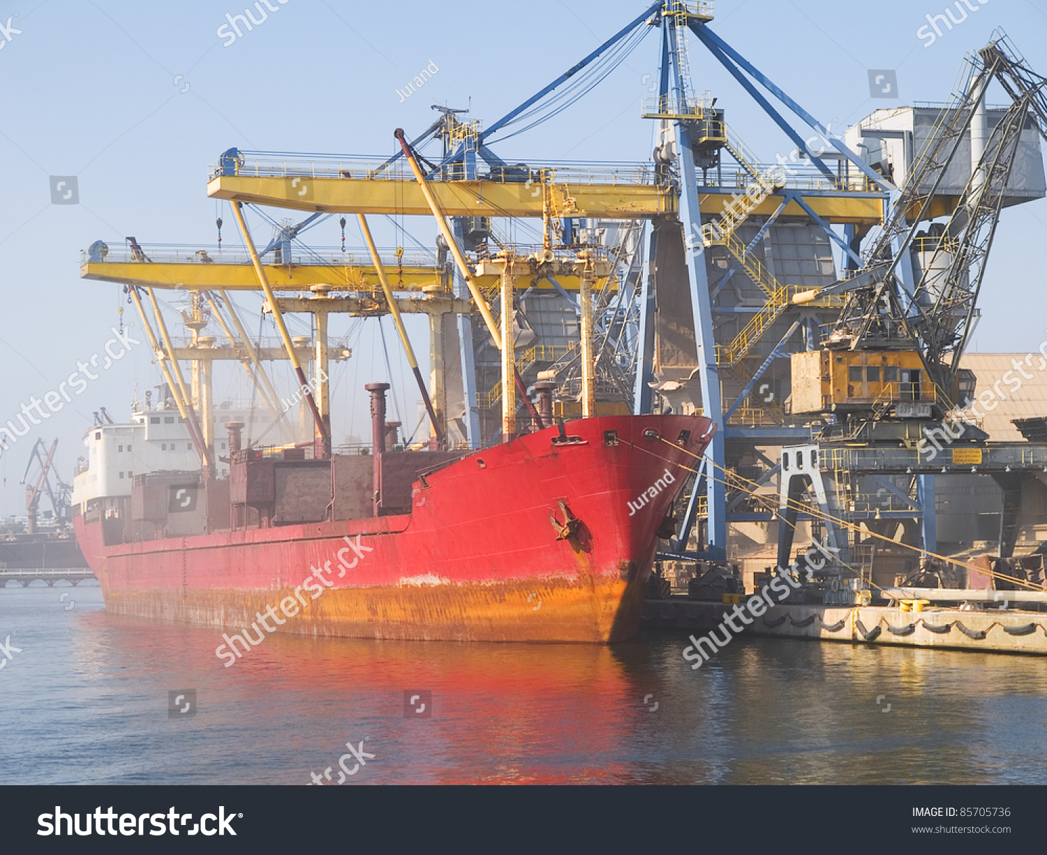 Huge Cargo Ship Port Being Loaded Stock Photo 85705736 - Shutterstock