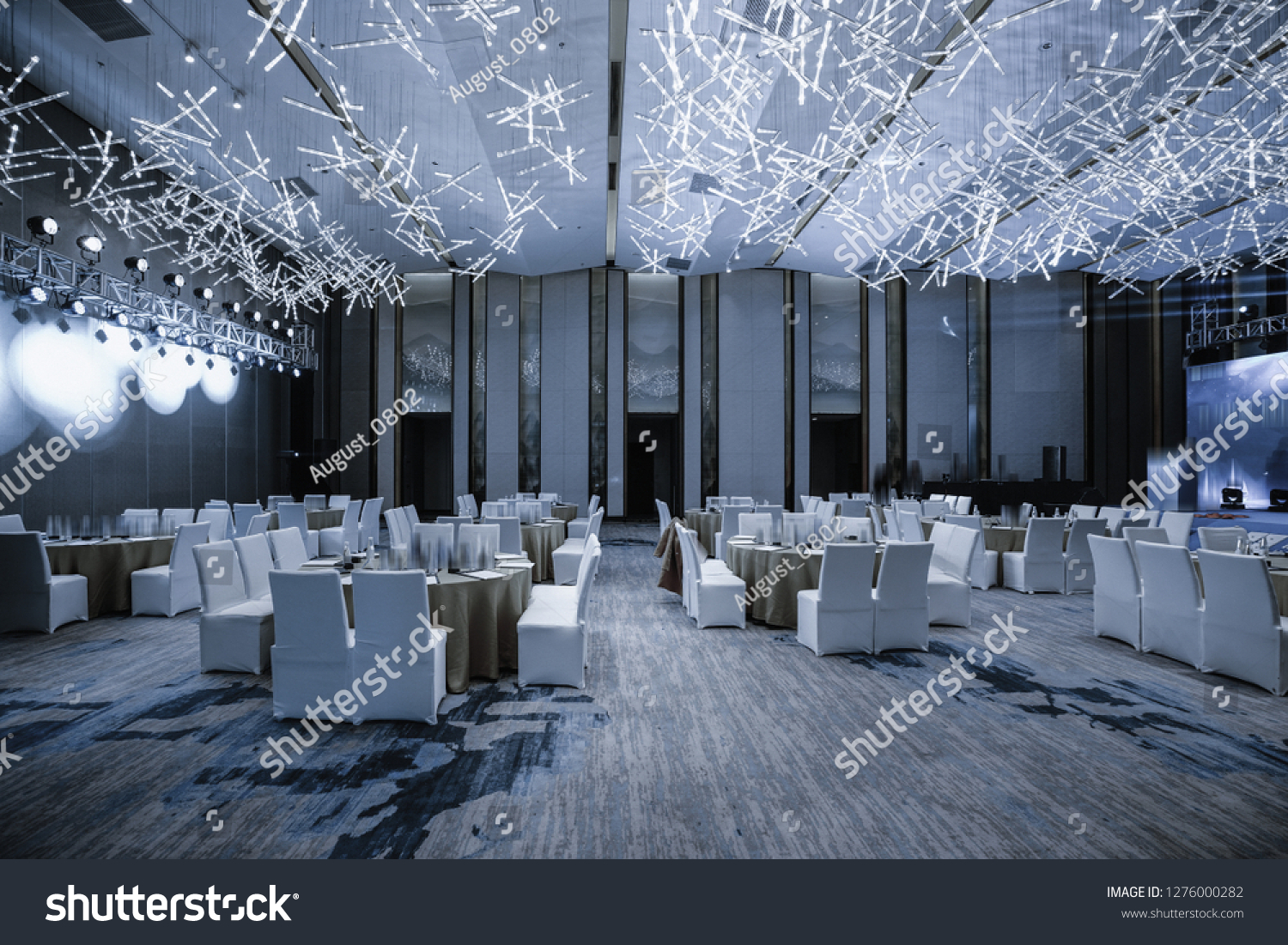 Huge Hall Interior Red Carpet Ceiling Royalty Free Stock Image