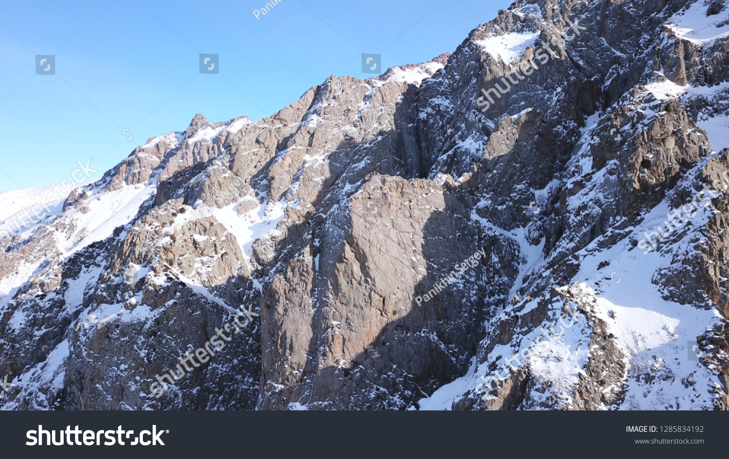 Huge Rocks Covered Snow Ledges Snowy Stock Photo Edit Now