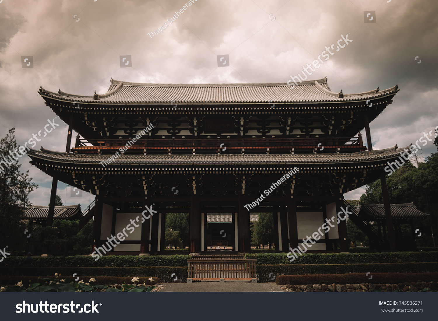 Huge Wooden Temple Gloomy Day Haunted Stock Photo Edit Now