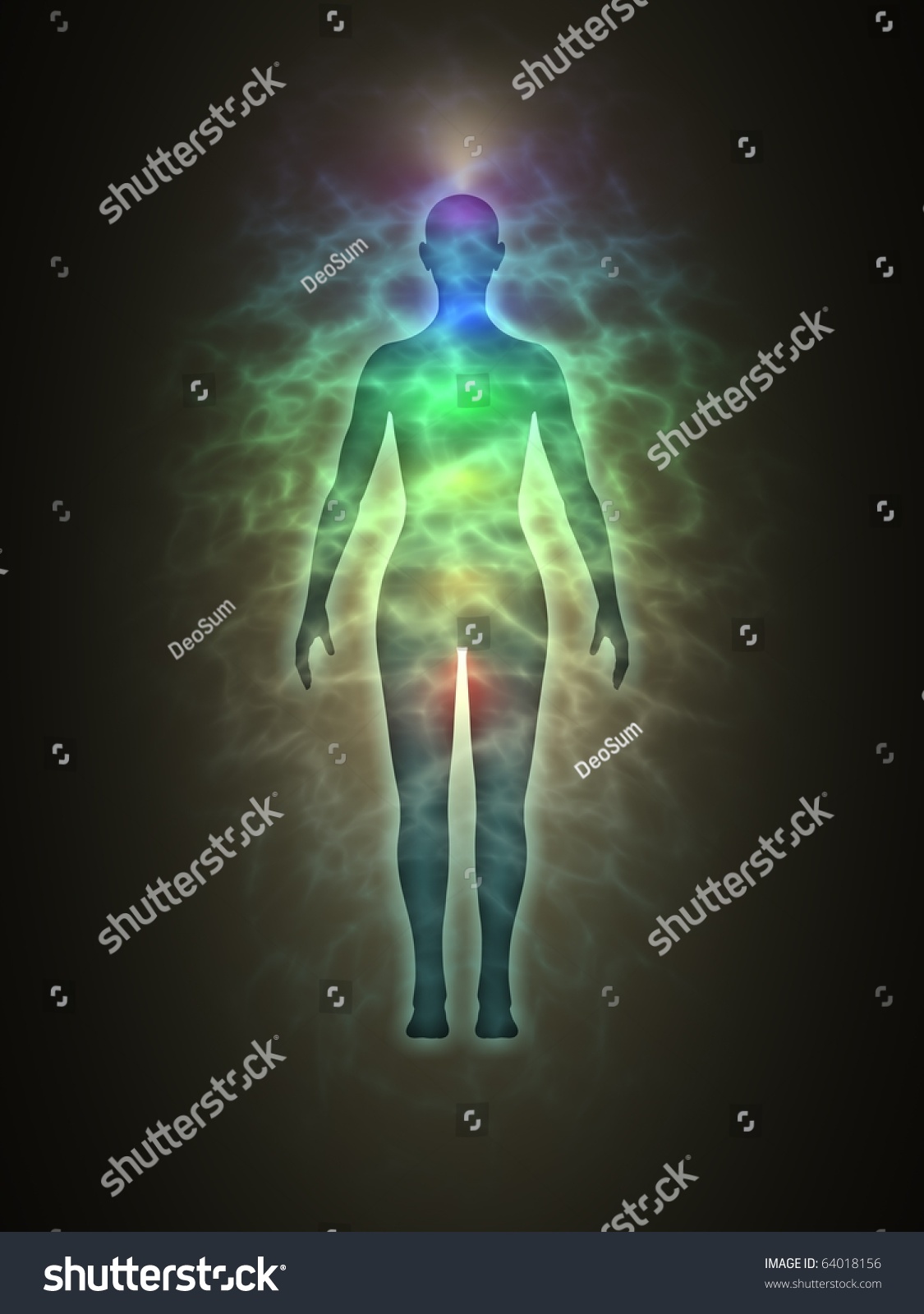 Human Energy Body Aura Chakra Energy Stock Illustration 64018156 ...