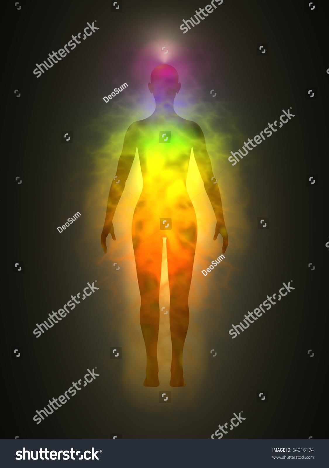 Human Energy Body Aura Chakra Energy Stock Illustration 64018174 ...