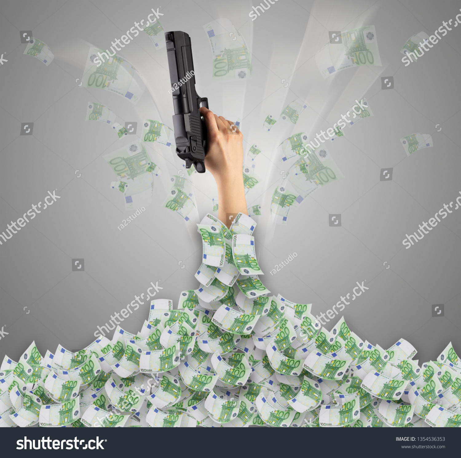  Light Gray Resting Curve Template Design Featuring Human Hand Buried in Euro