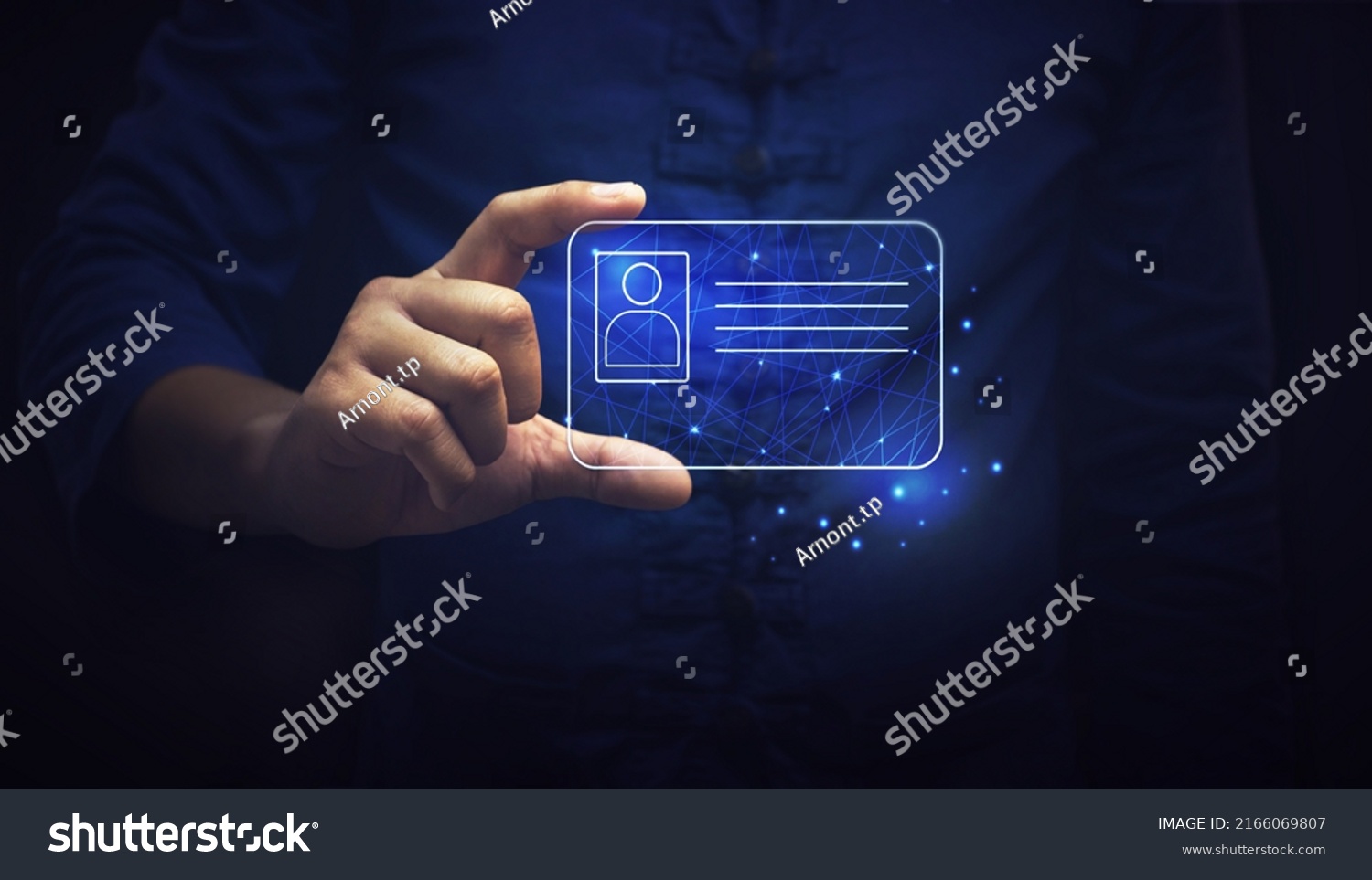 Human Hand Holding Digital Identification Card Stock Photo 2166069807 ...