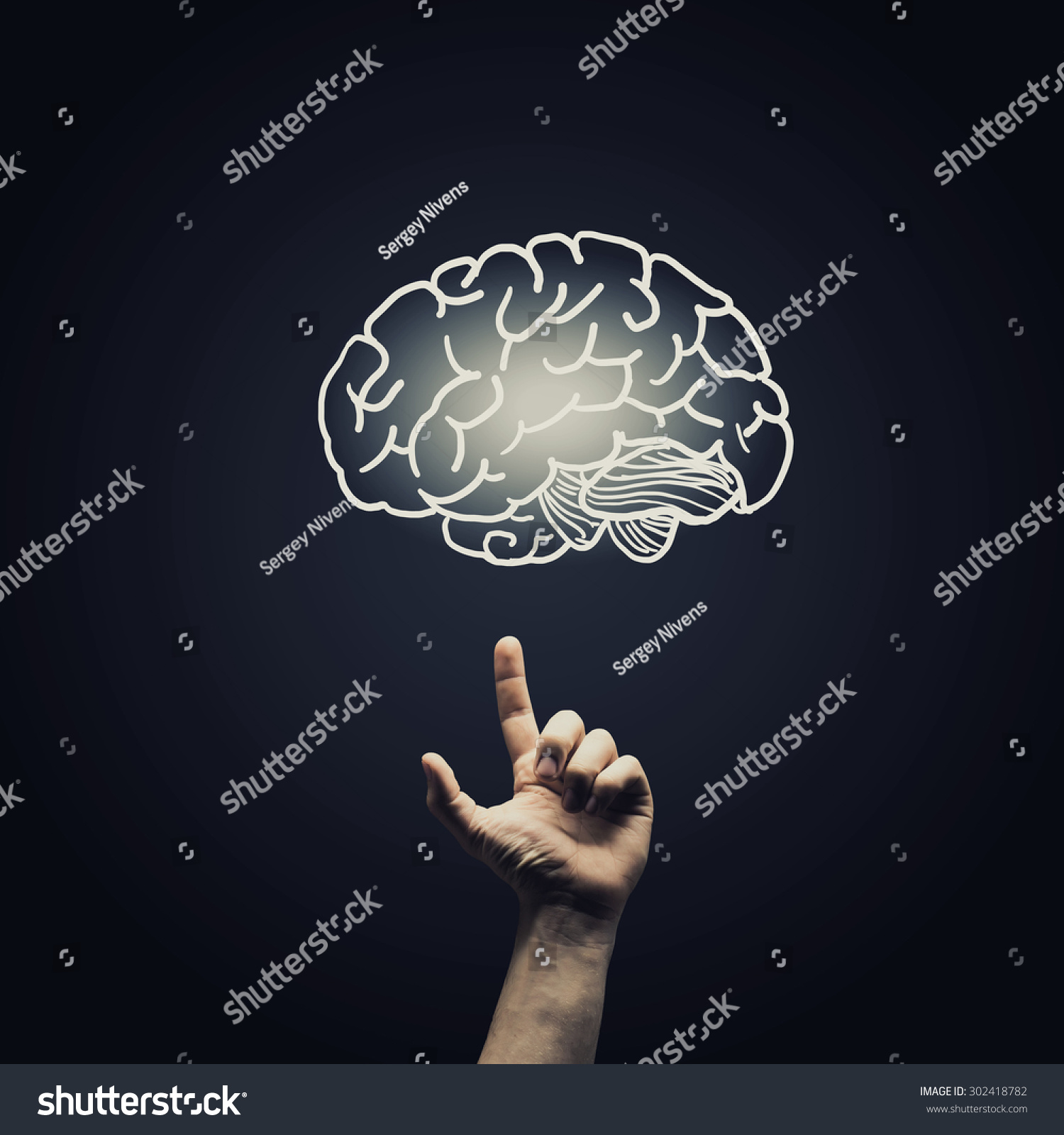 Human Hand Pointing Finger Brain Icon Stock Photo 302418782 - Shutterstock