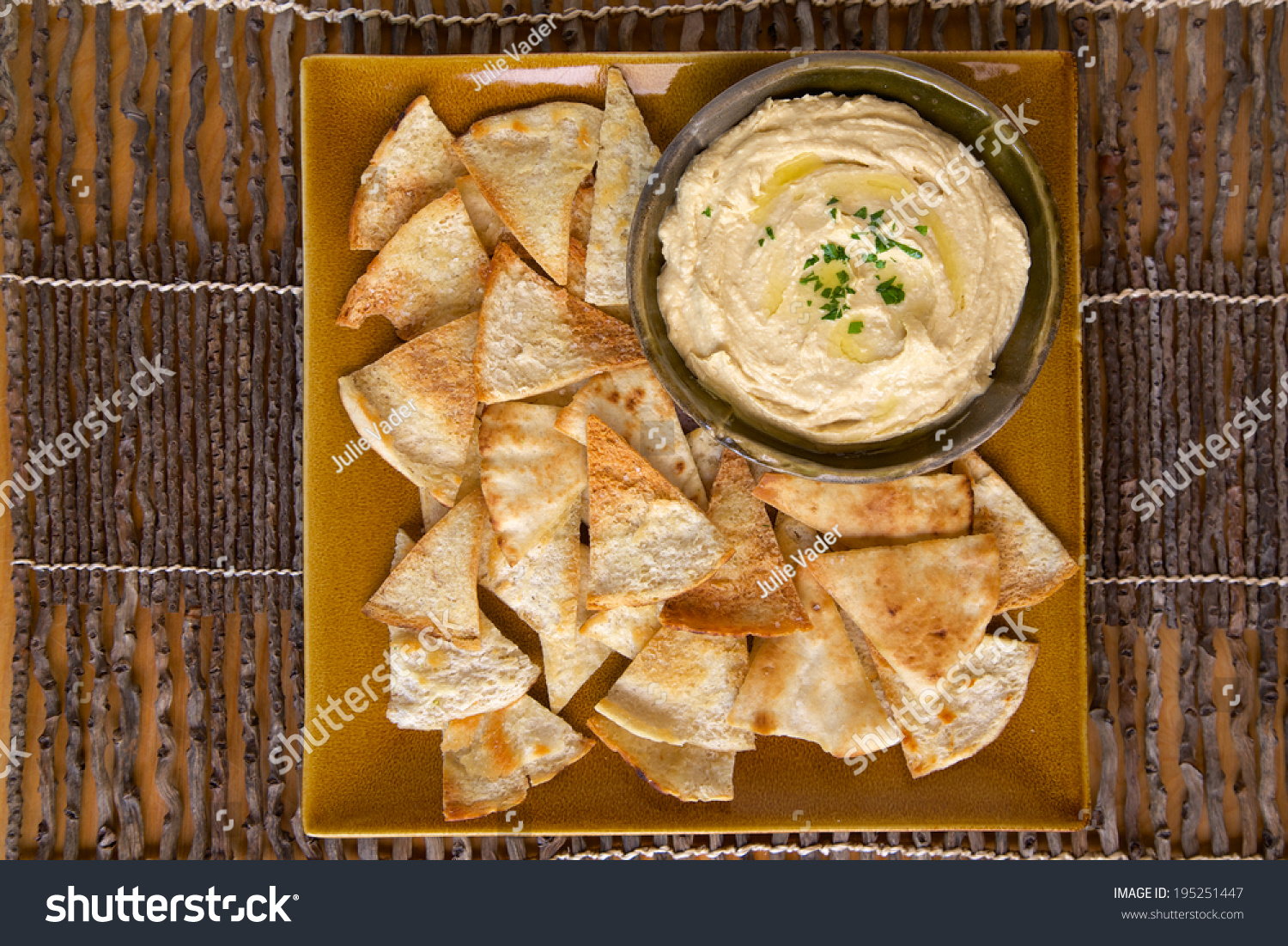 Hummus And Homemade Pita Chips Stock Photo 195251447 : Shutterstock