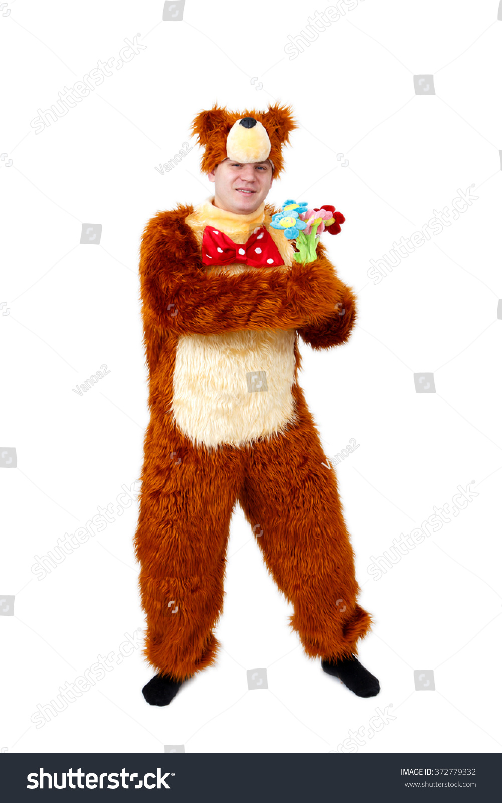 man in teddy bear suit