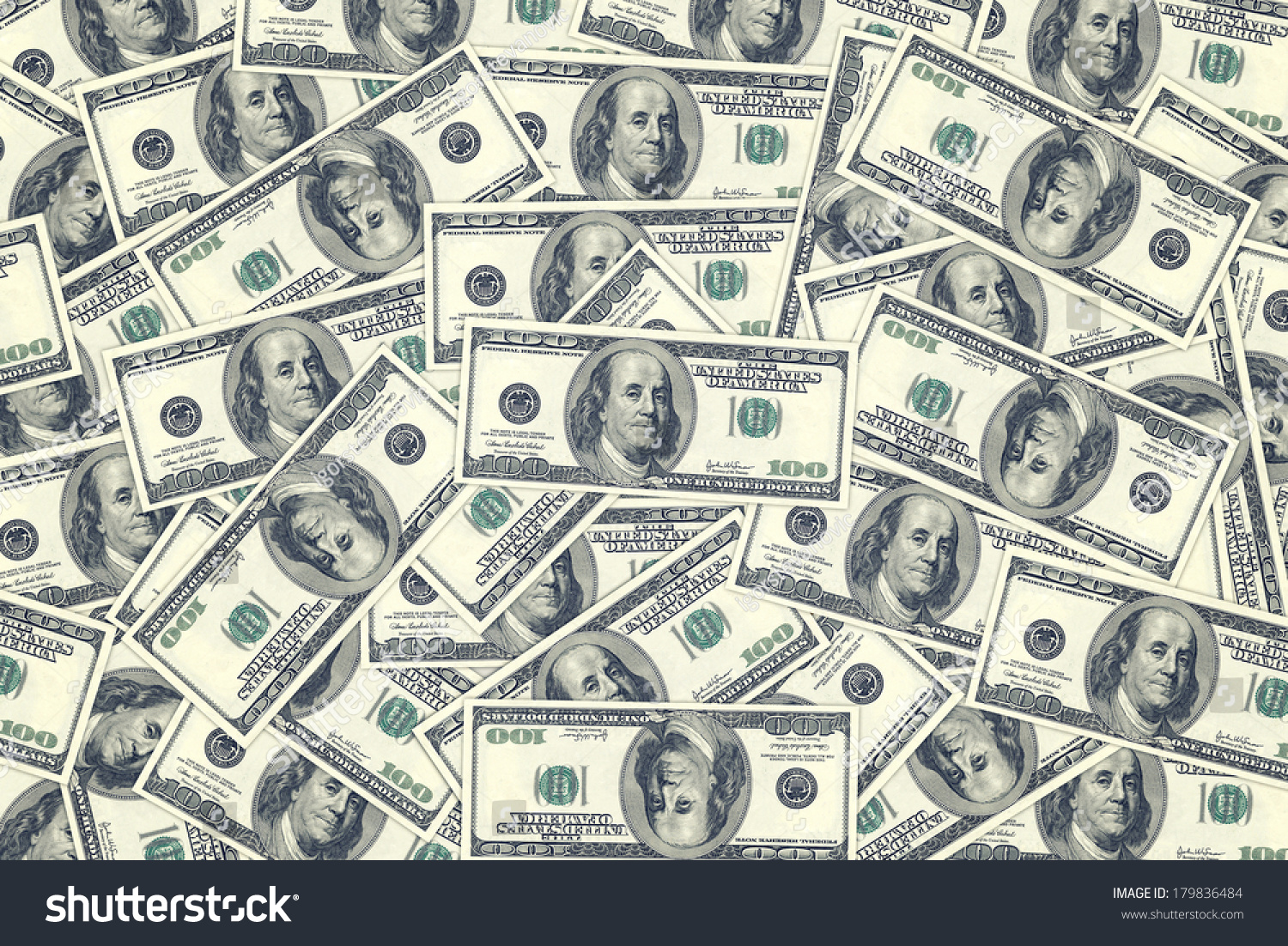 Hundred Dollar Bills Background Money Pile Stock Photo 179836484
