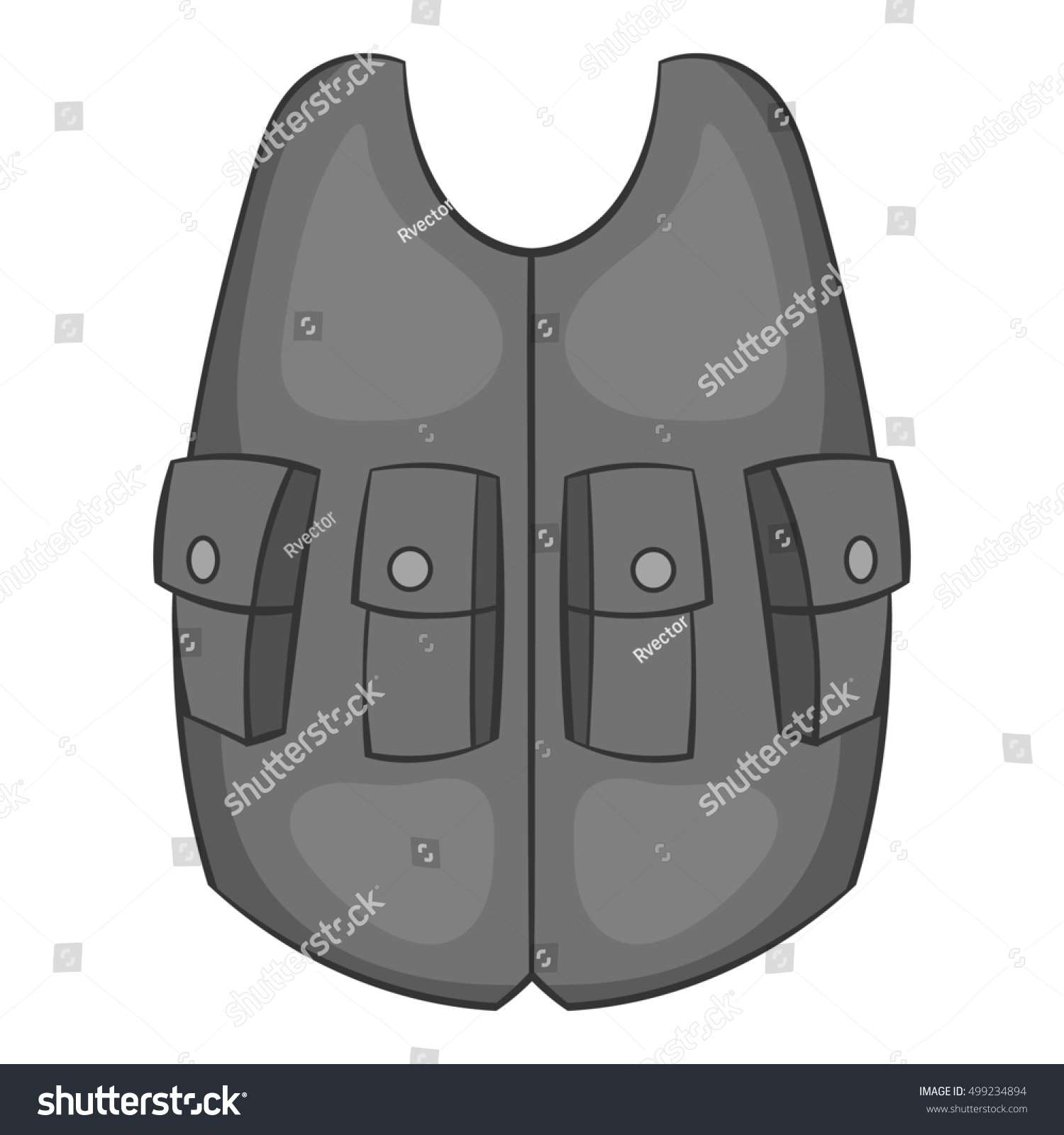 Hunting Vest Icon Black Monochrome Style Stock Illustration 499234894 ...