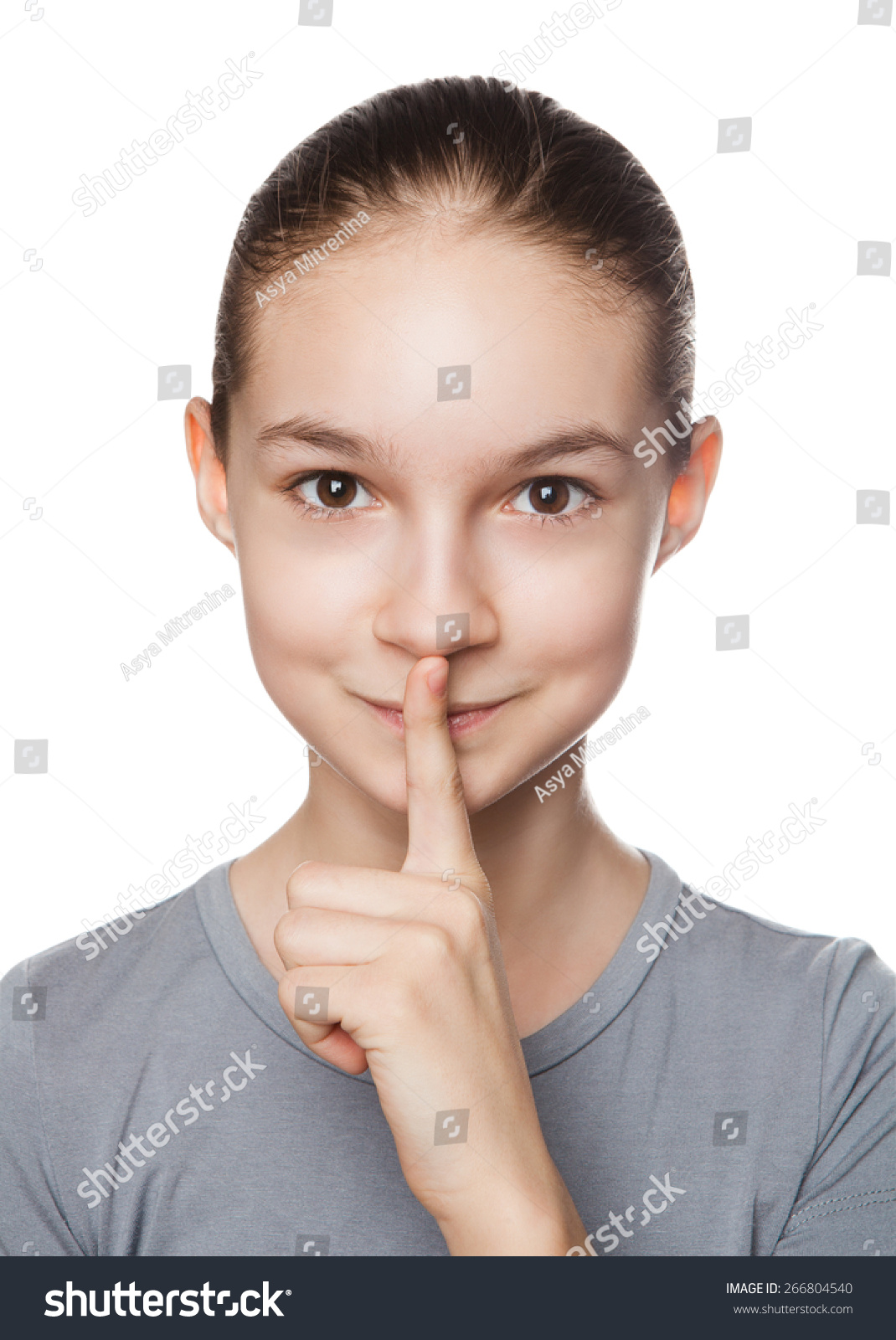 Hush Girl Finger On Her Lips Stock Photo 266804540 - Shutterstock