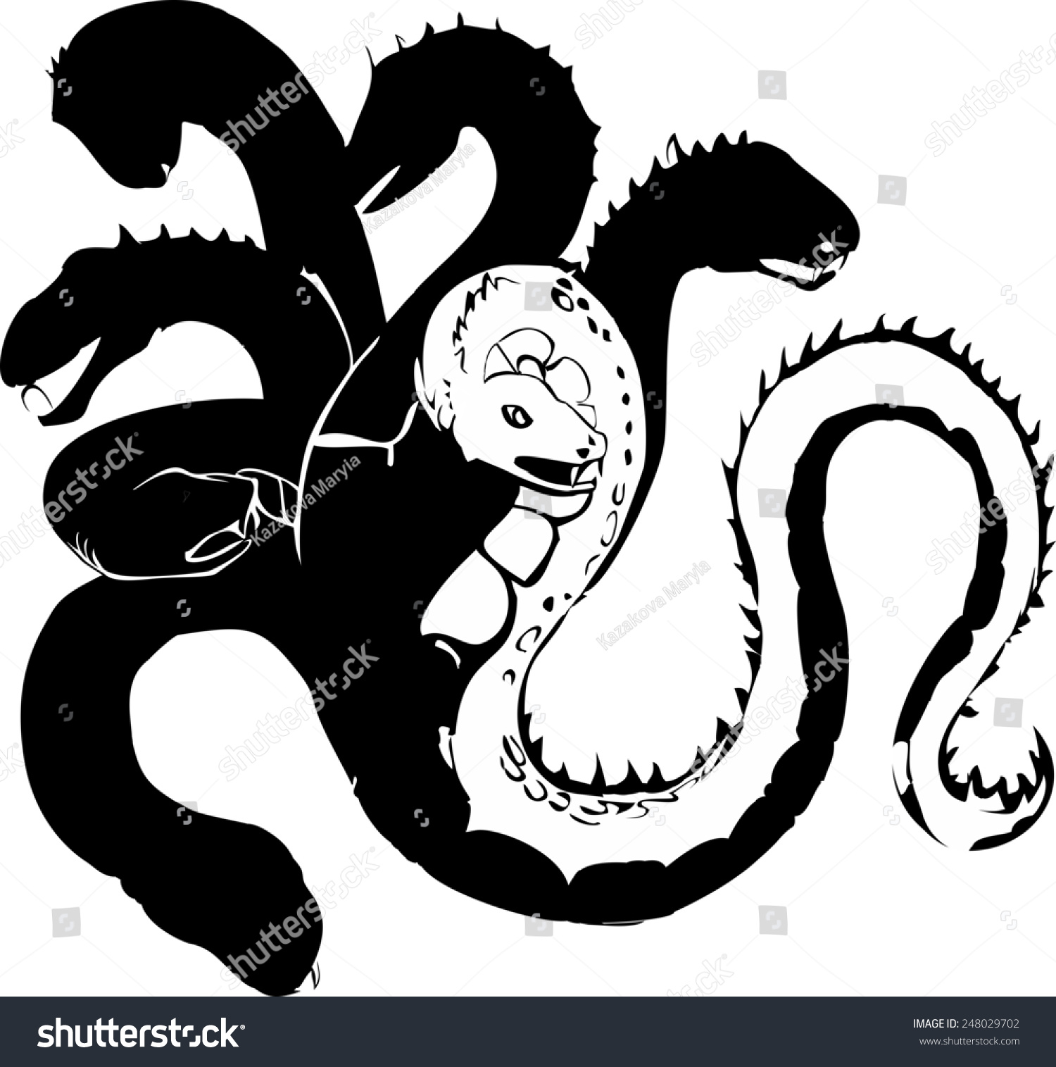 black hydra creature, stylized, fantasy art clip art preview