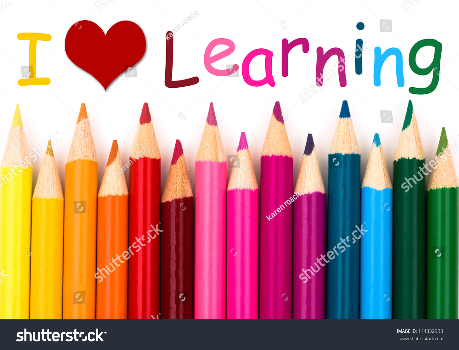 Love Learning Pencil Crayon Border Isolated Stock Photo 144332938 ...