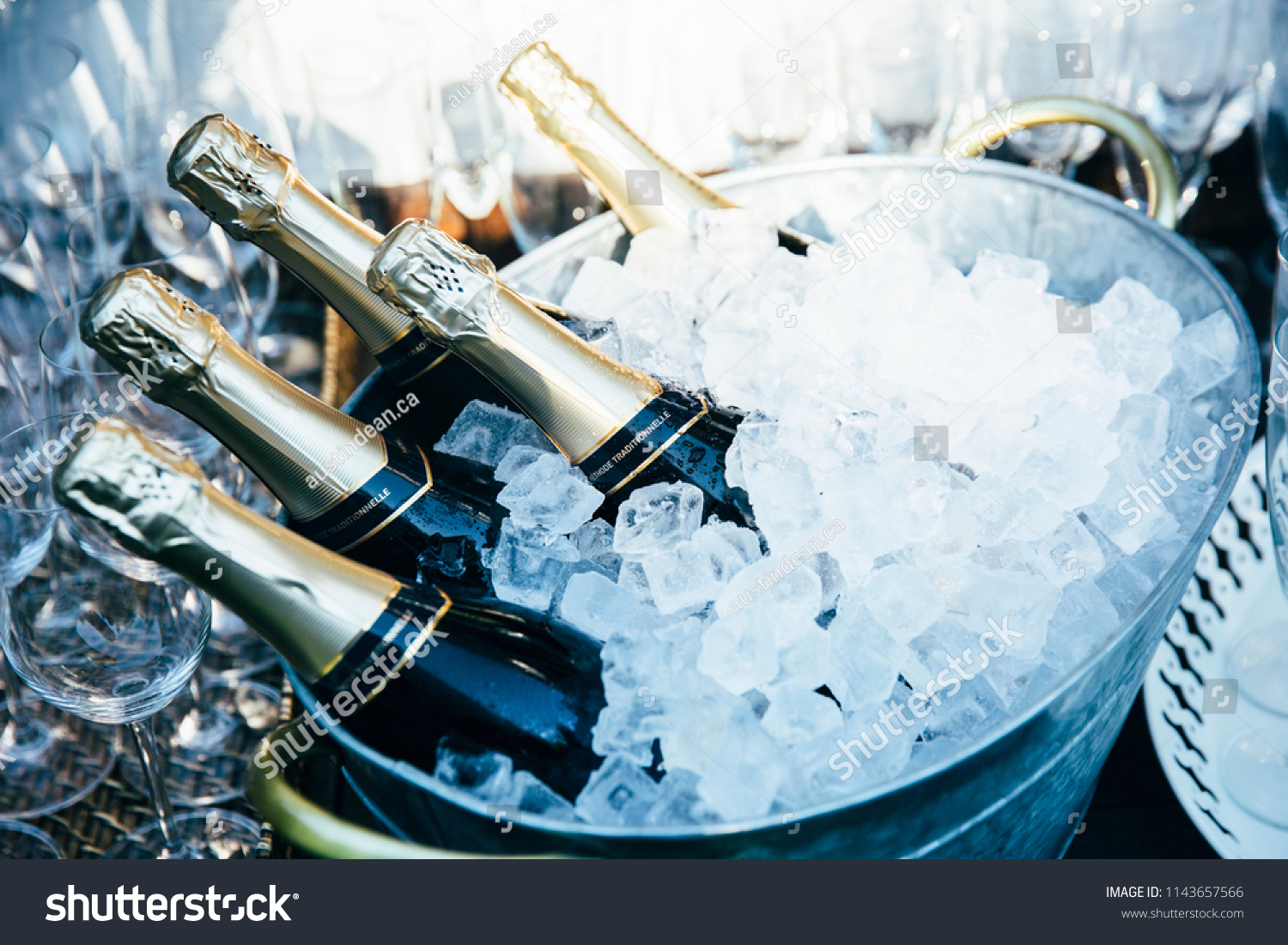 Ice Bucket Five Champagne Cava Prosecco Stock Photo (Edit Now) 1143657566