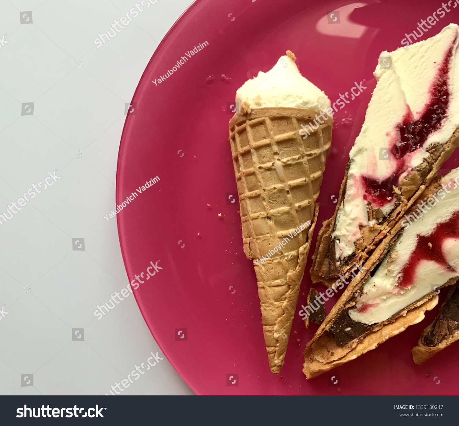 Ice Cream Waffle Cone Stuffed Fruit Stock Photo Edit Now