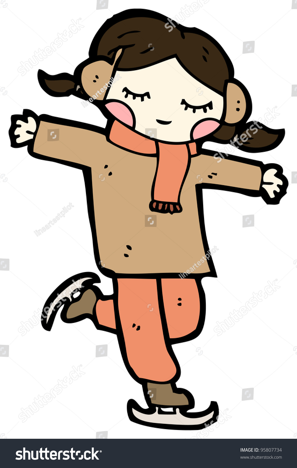 Ice Skating Girl Cartoon Stock Illustration 95807734 Shutterstock