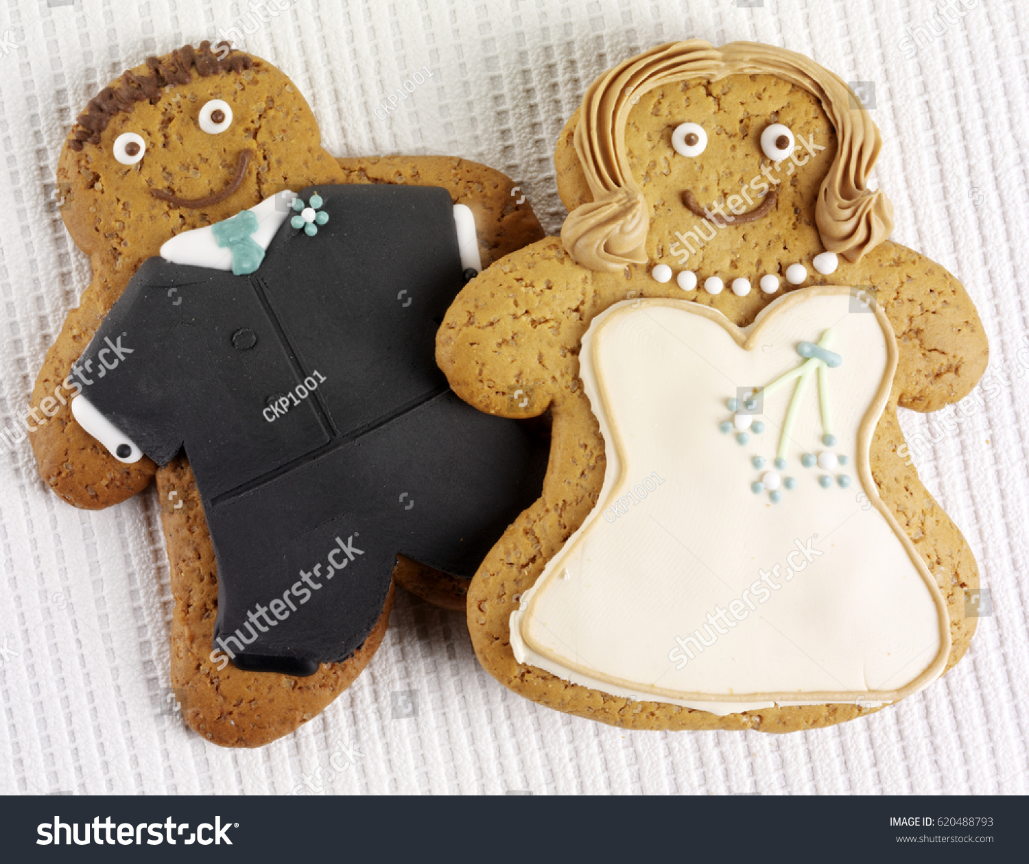 Iced Gingerbread Biscuits Man Woman Bride Stock Image Download Now