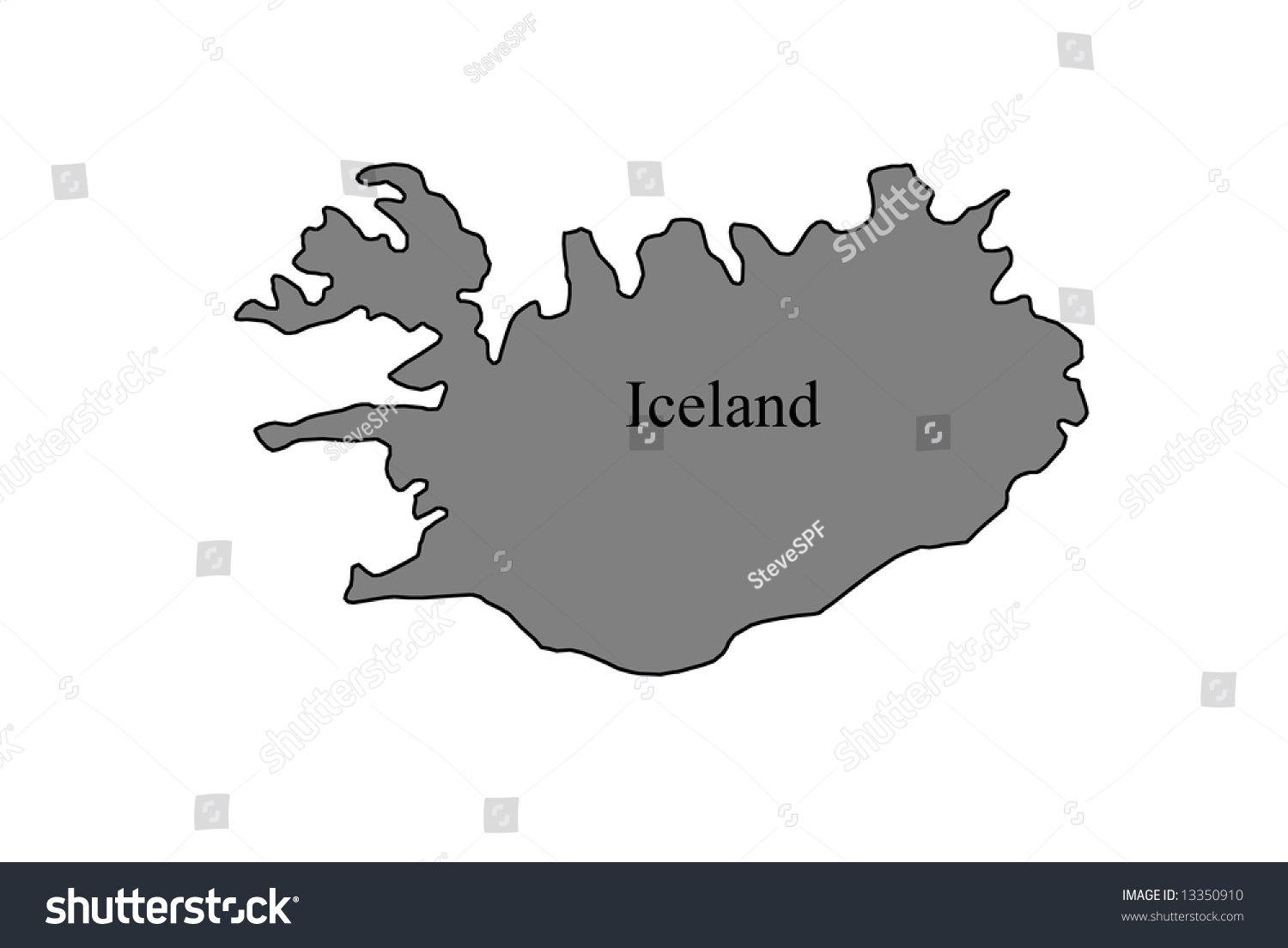 Iceland Map - Black Outline With Grey Fill Stock Photo 13350910 ...