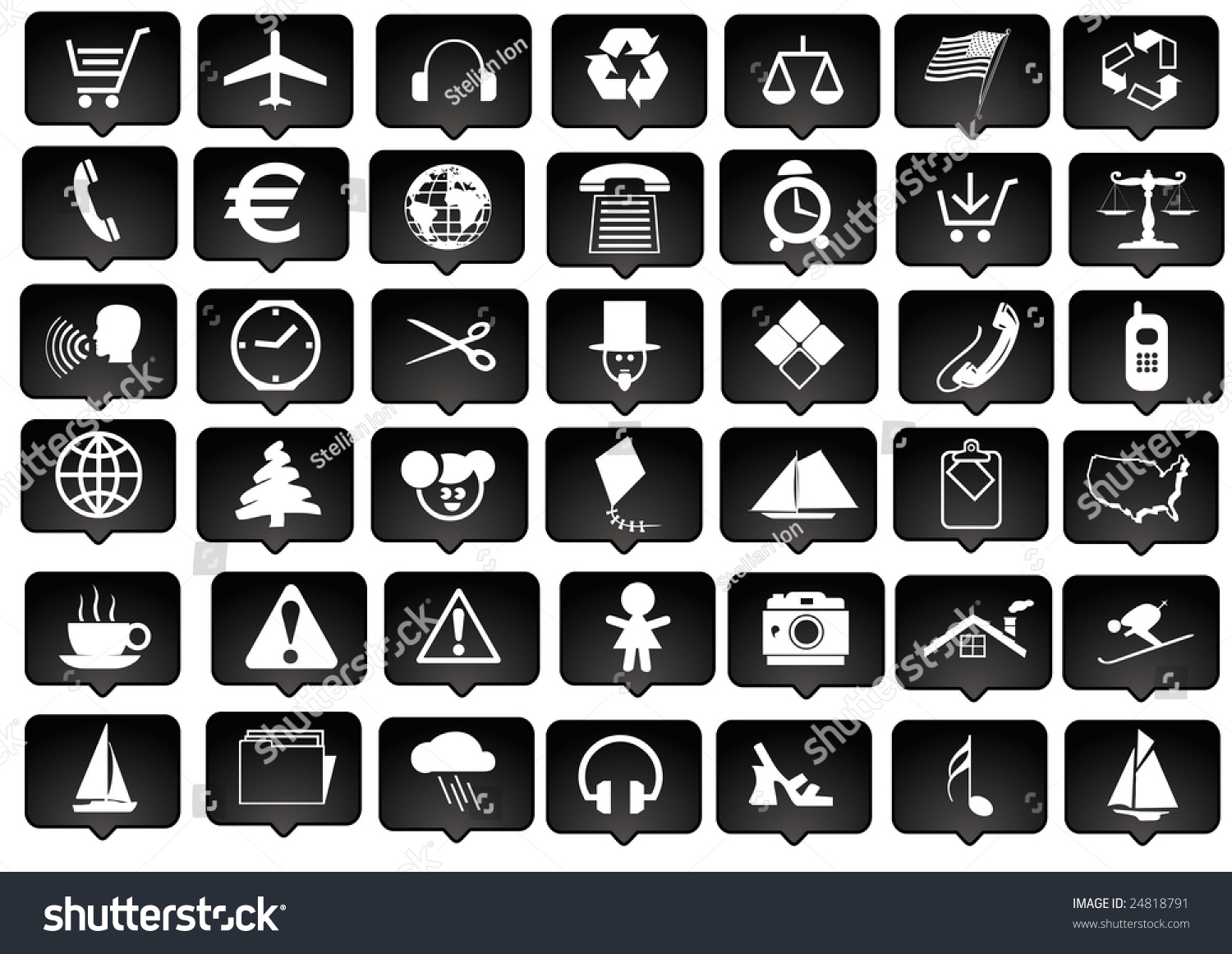 Icon-Set White And Black Series - Signs And Symbols Stock Photo ...