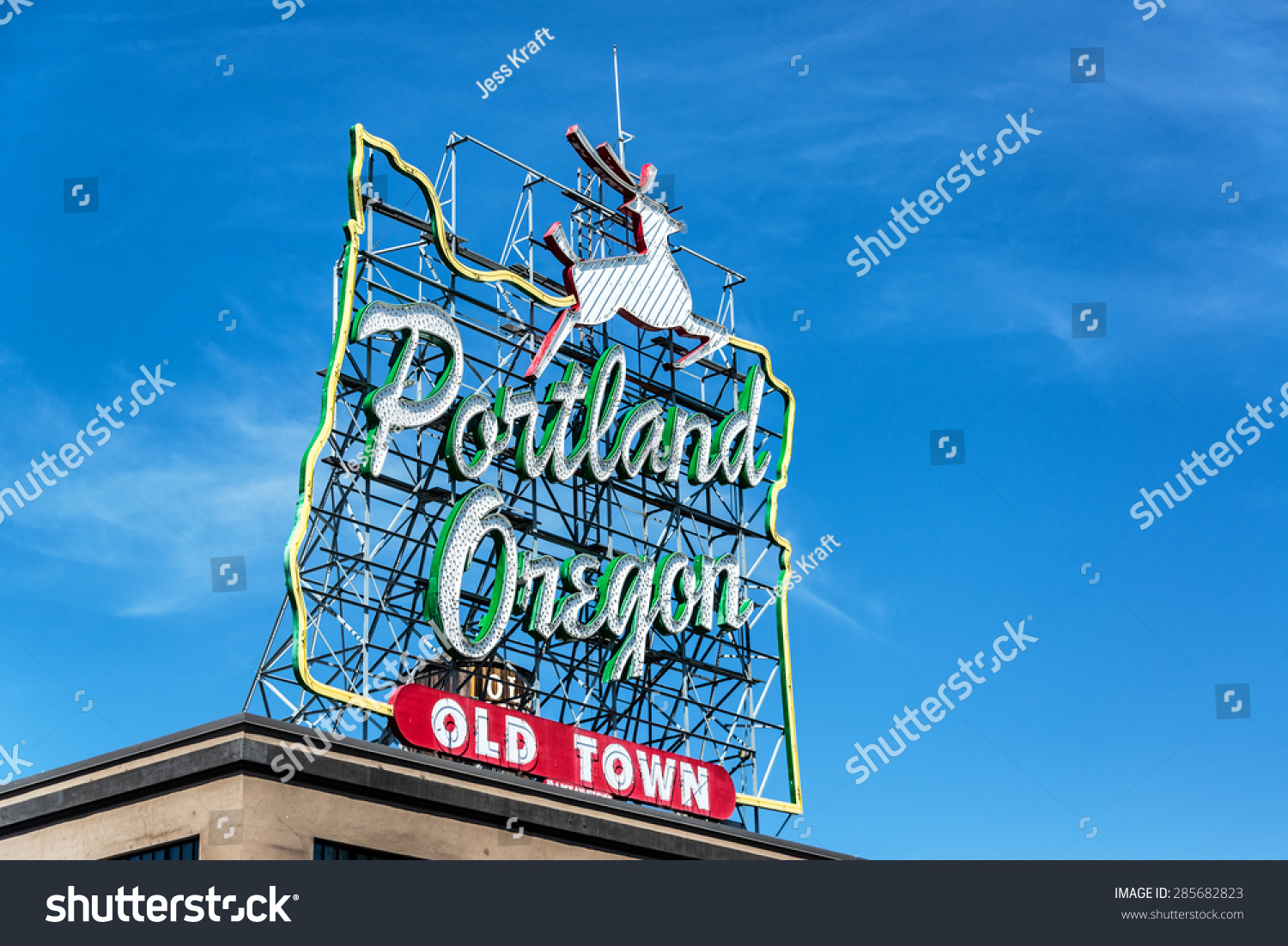 Iconic Portland, Oregon Old Town Sign With An Outline Of Oregon And A ...