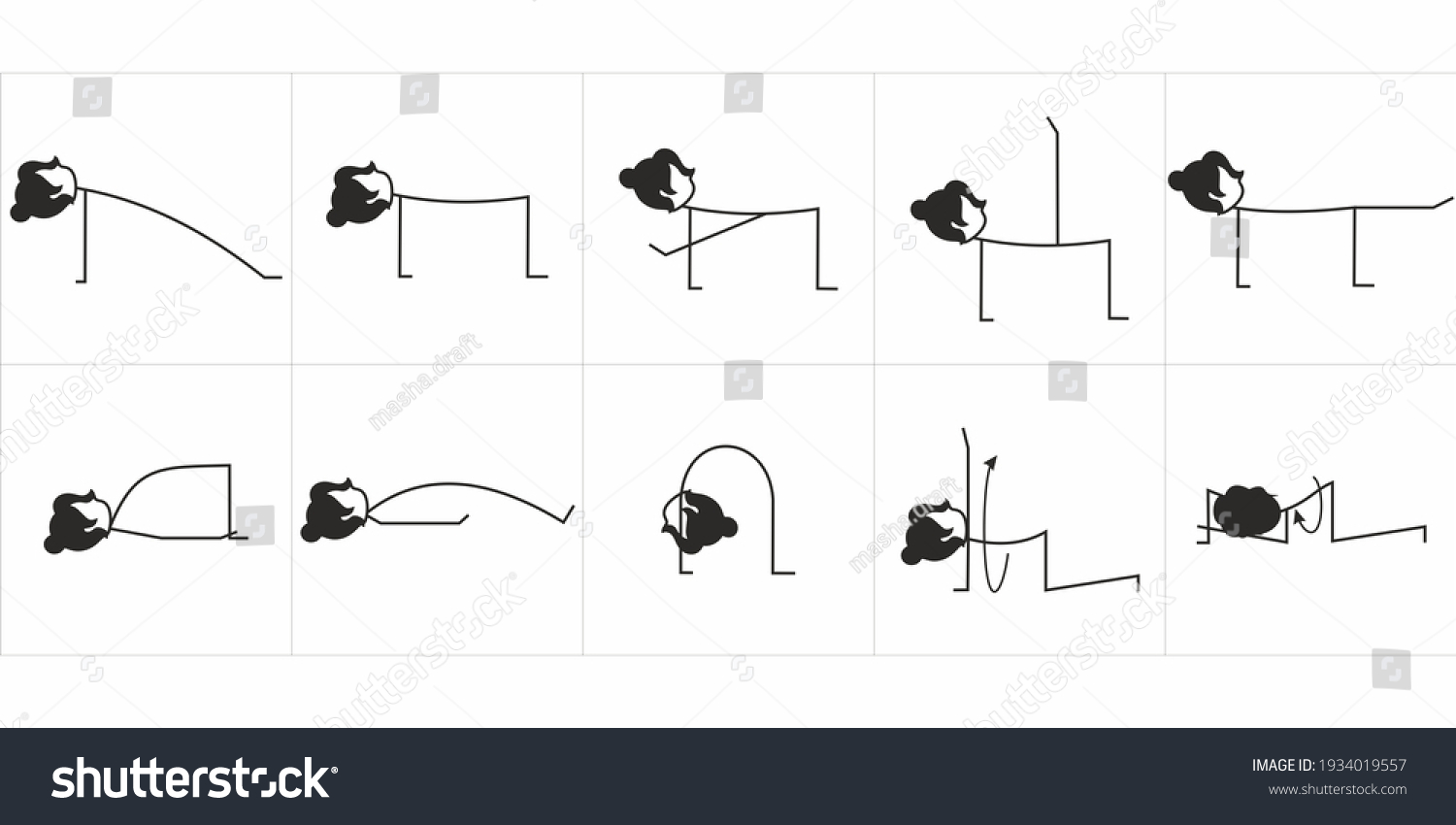 icons-pictograms-yoga-asans-poses-creating-stock-illustration