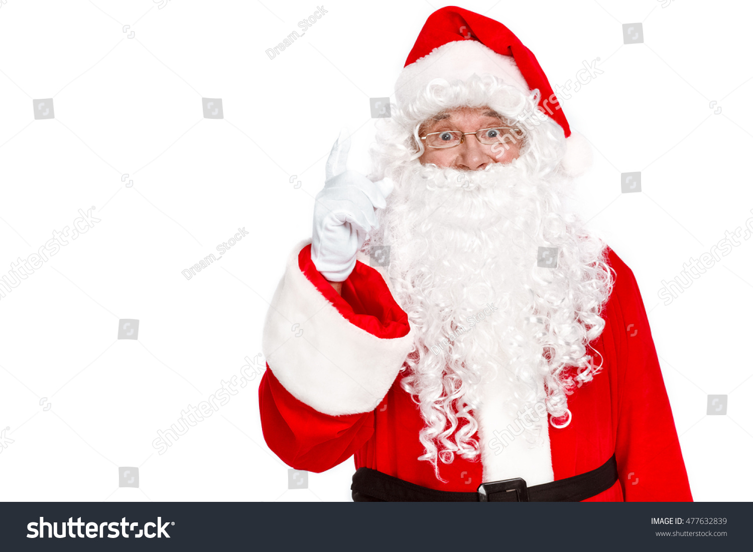 Idea! Traditional Santa Claus Pointing Up While Standing Against On ...