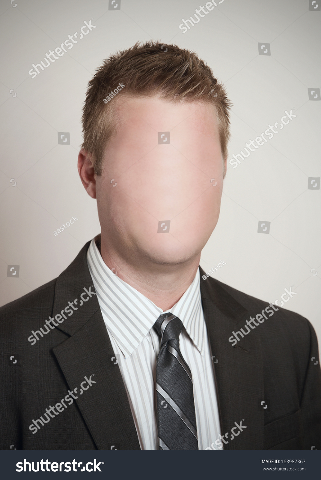 Identity Concept Businessman With Blank Anonymous Face Stock Photo ...