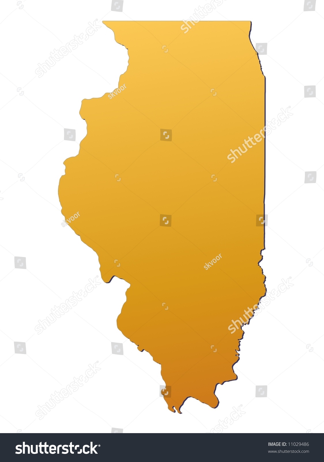 Illinois (Usa) Map Filled With Orange Gradient. Mercator Projection ...