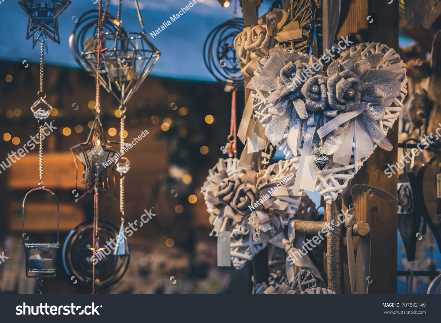 Natale A Trento.Illuminated Christmas Fair Kiosk Handcrafted Xmas The Arts Stock Image 707882149