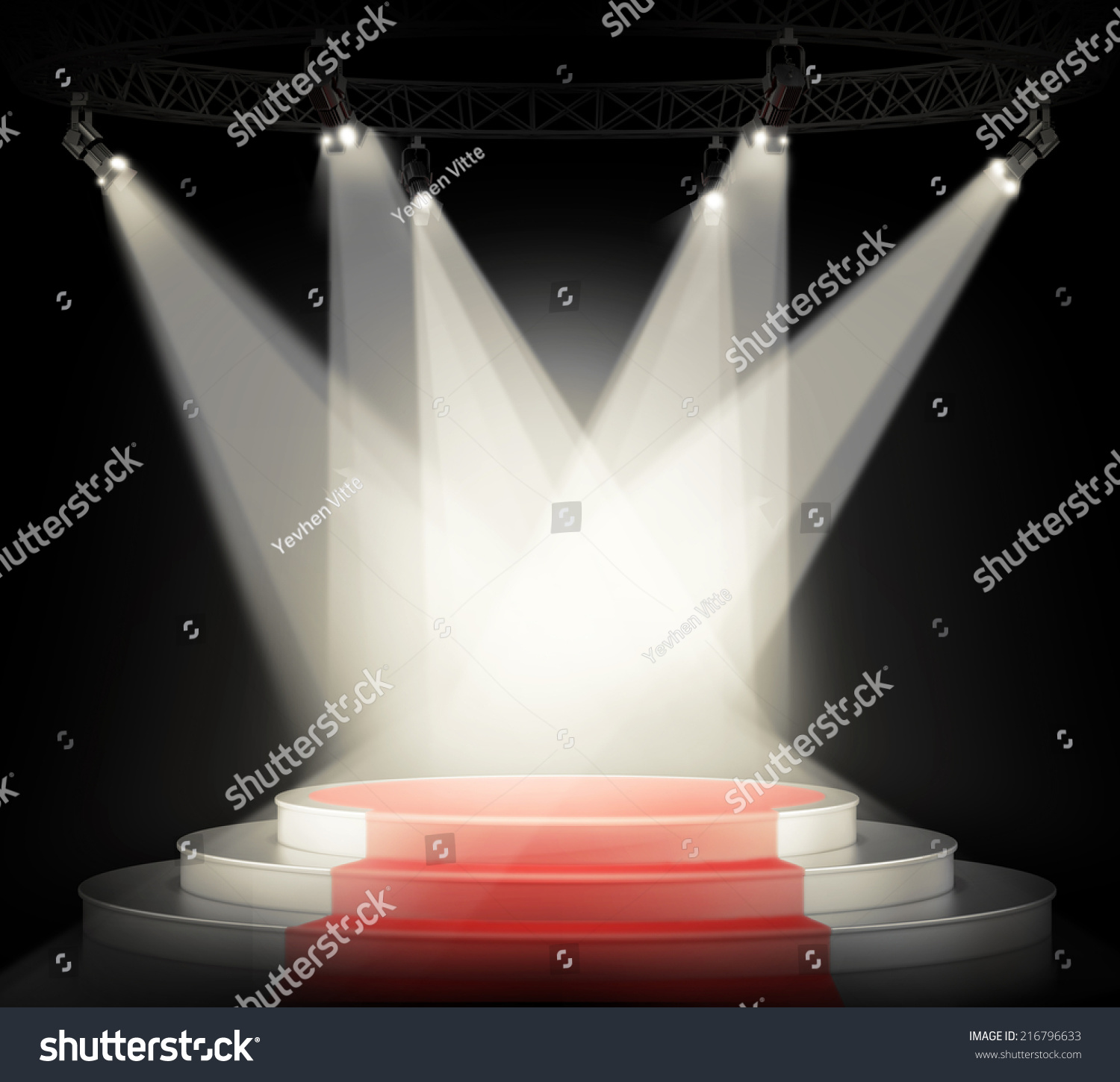 Illuminated Empty Stage Podium Red Carpet Stock Illustration 216796633 ...