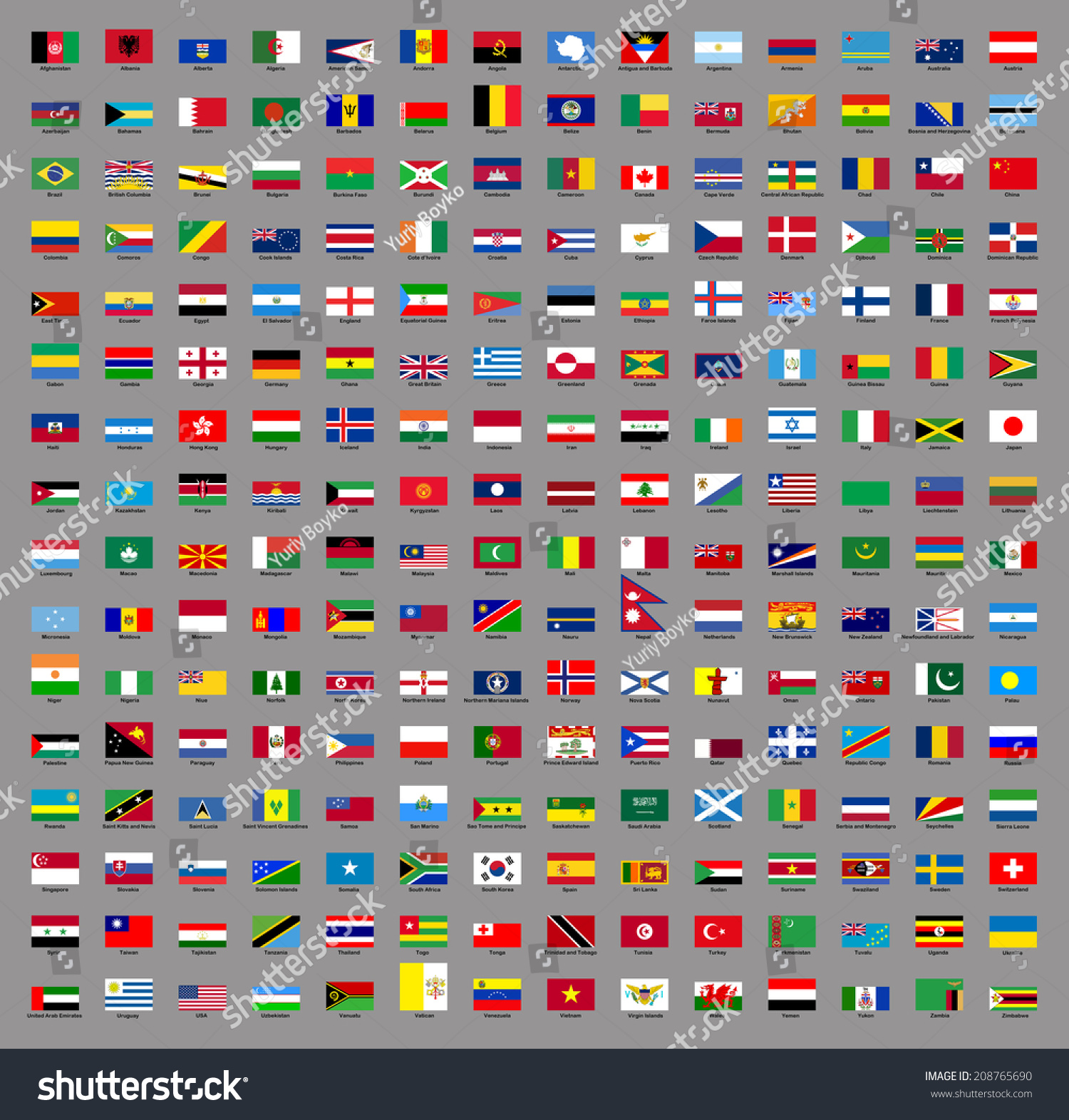 Illustrated Drawing Flags Countries World 224 Stock Illustration