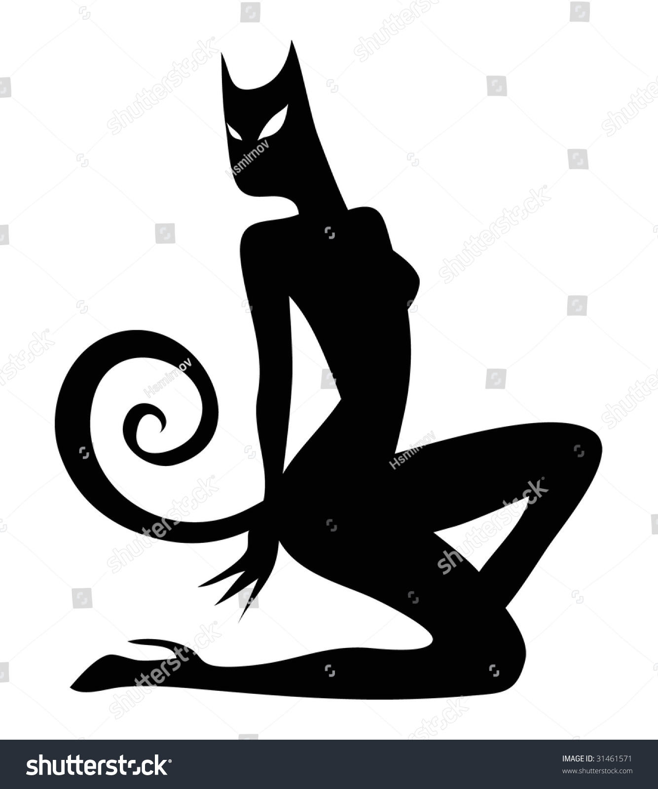 Illustrated Silhouette Sexy Cat Woman Stock Illustration 31461571 ...