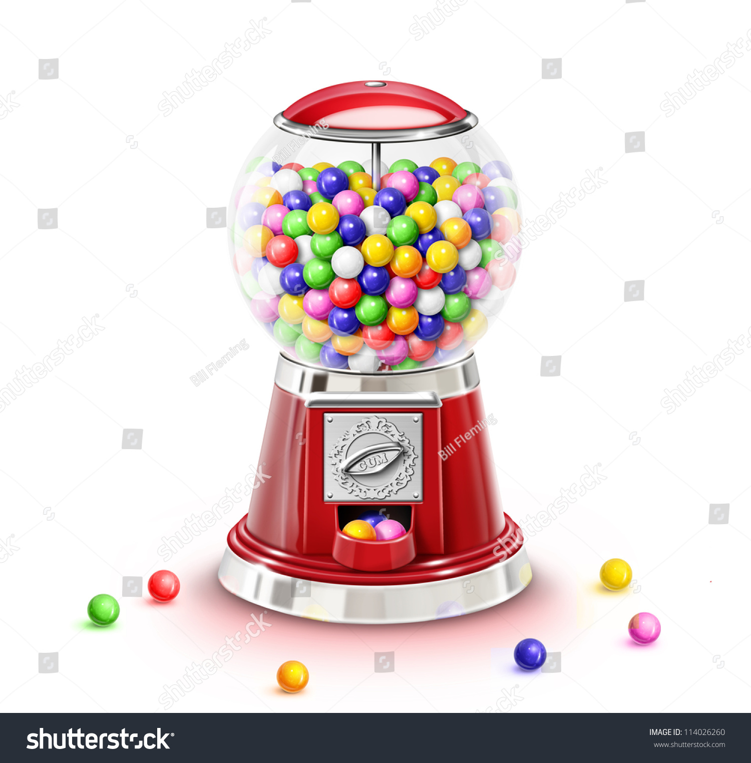 Illustrated Whimsical Gumball Machine With Gumballs Stock Photo ...