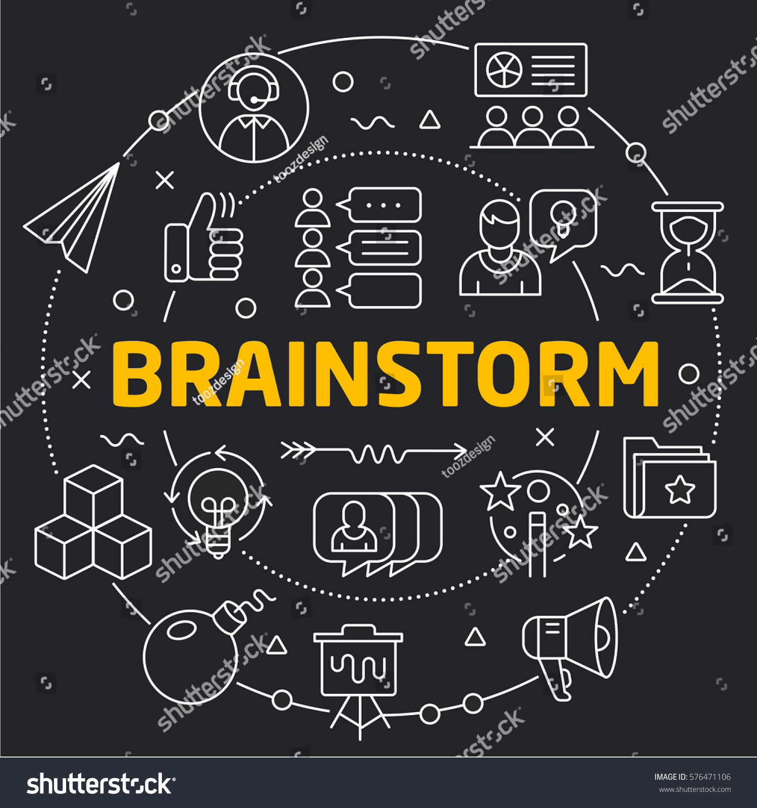 Illustration Dark Background Brainstorm Stock Illustration 576471106 ...