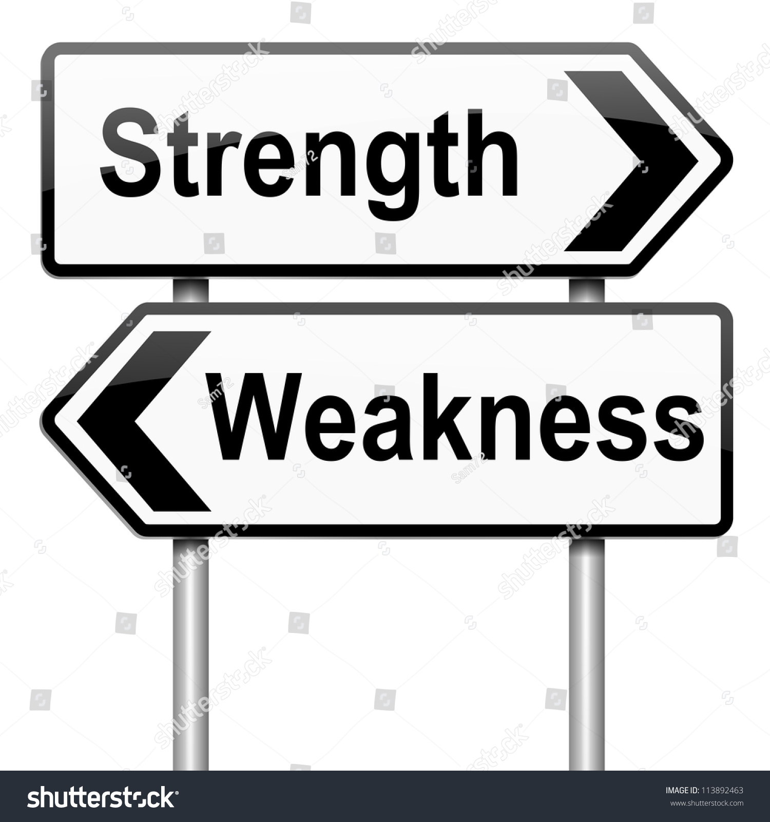 Illustration Depicting Roadsign Strength Weakness Concept Stock ...