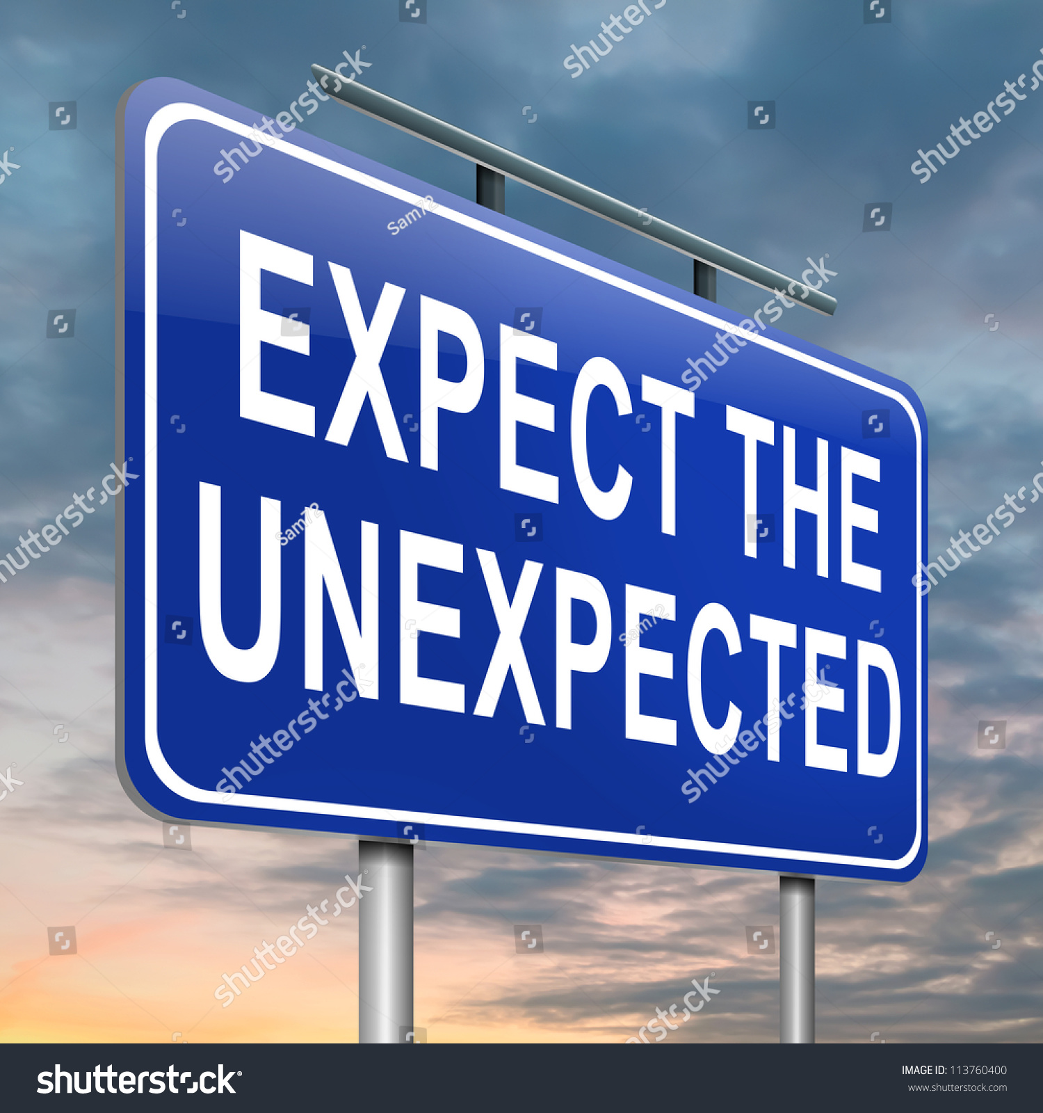 Illustration Depicting Roadsign Expect Unexpected Concept Stock ...