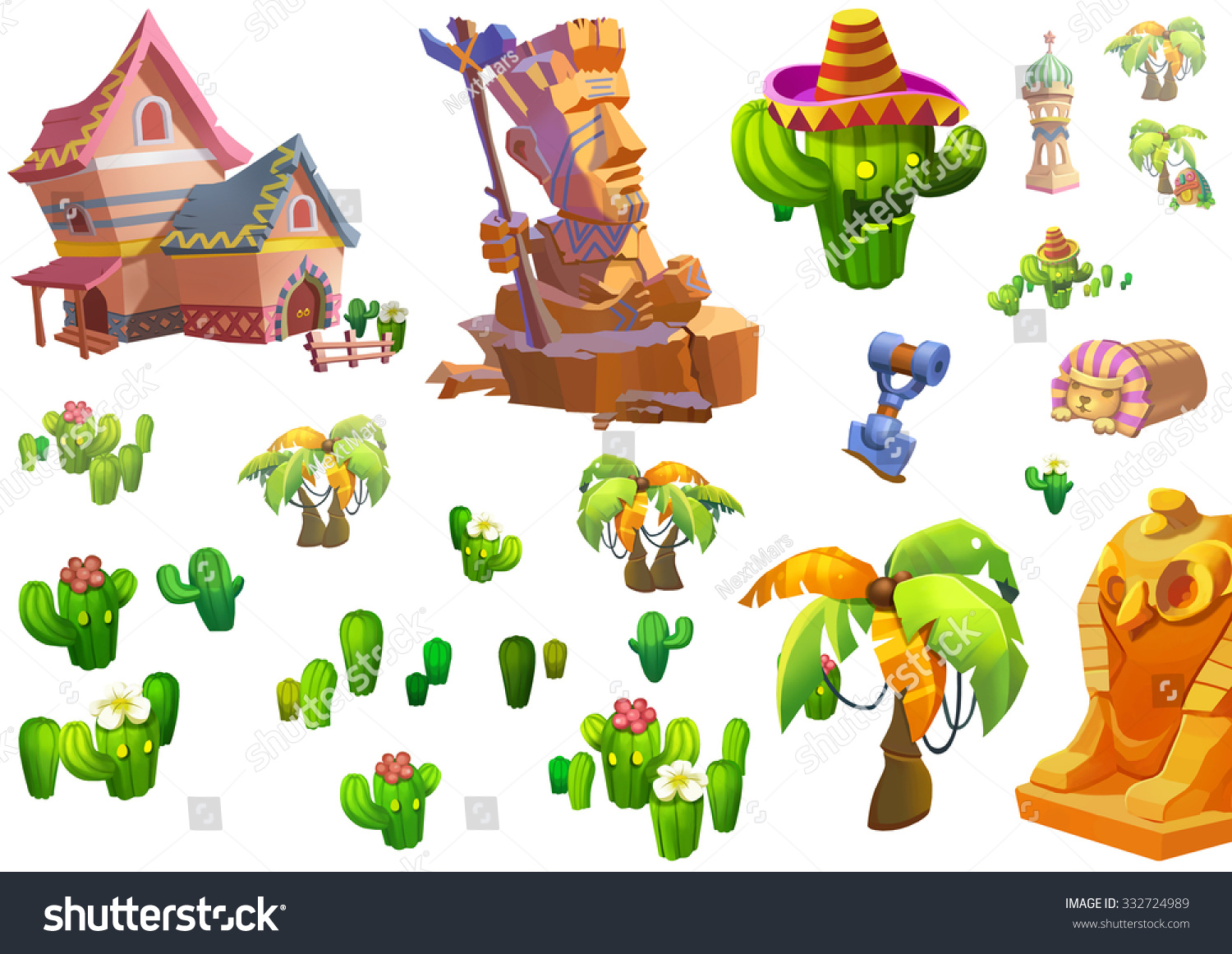 Illustration Desert Theme Elements Design Game Stock Illustration