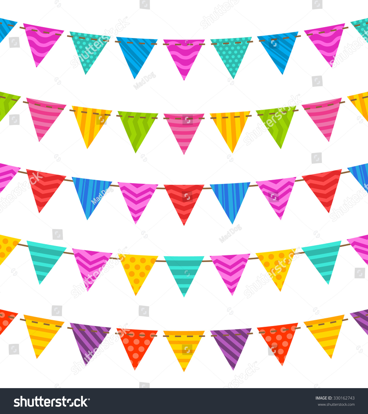 Illustration Group Hanging Bunting Party Flags, For Your Designs ...