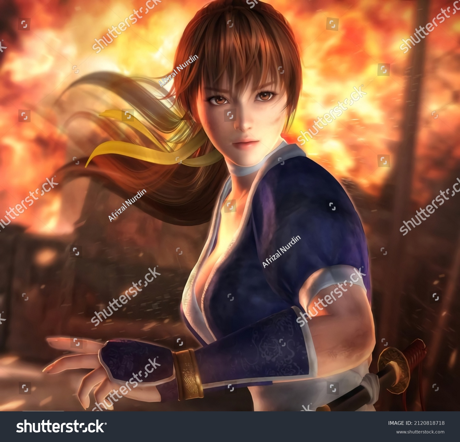 Illustration Beautiful Female Warrior Stock Illustration 2120818718 ...