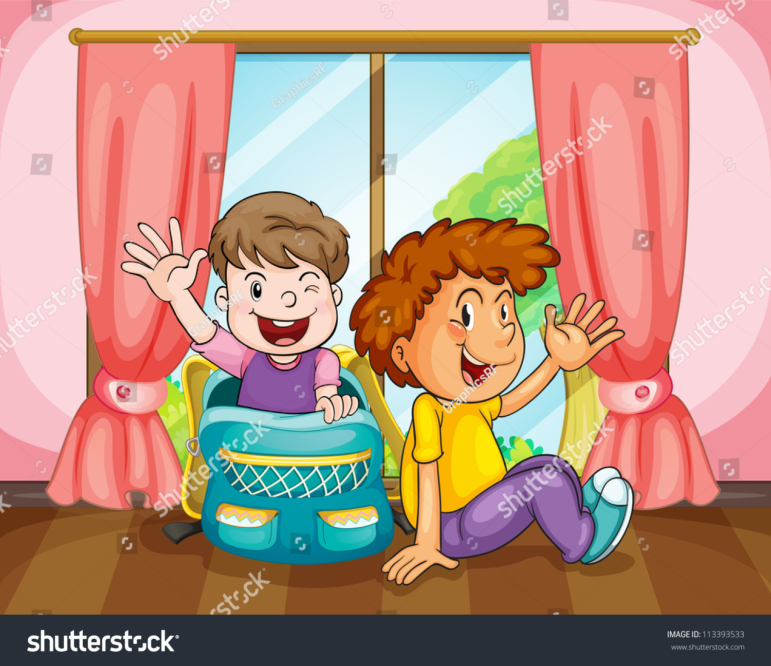 Illustration Boys Room Near Window Stock Illustration 113393533 ...