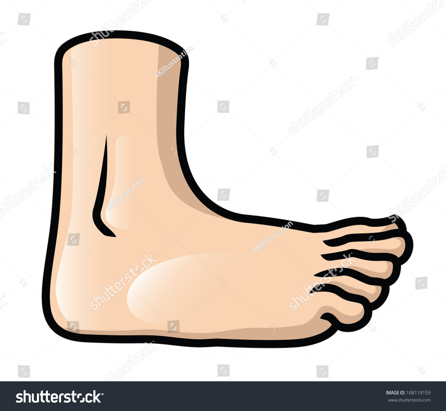 Illustration Cartoon Foot Side View Toes Stock Illustration 108119159 ...