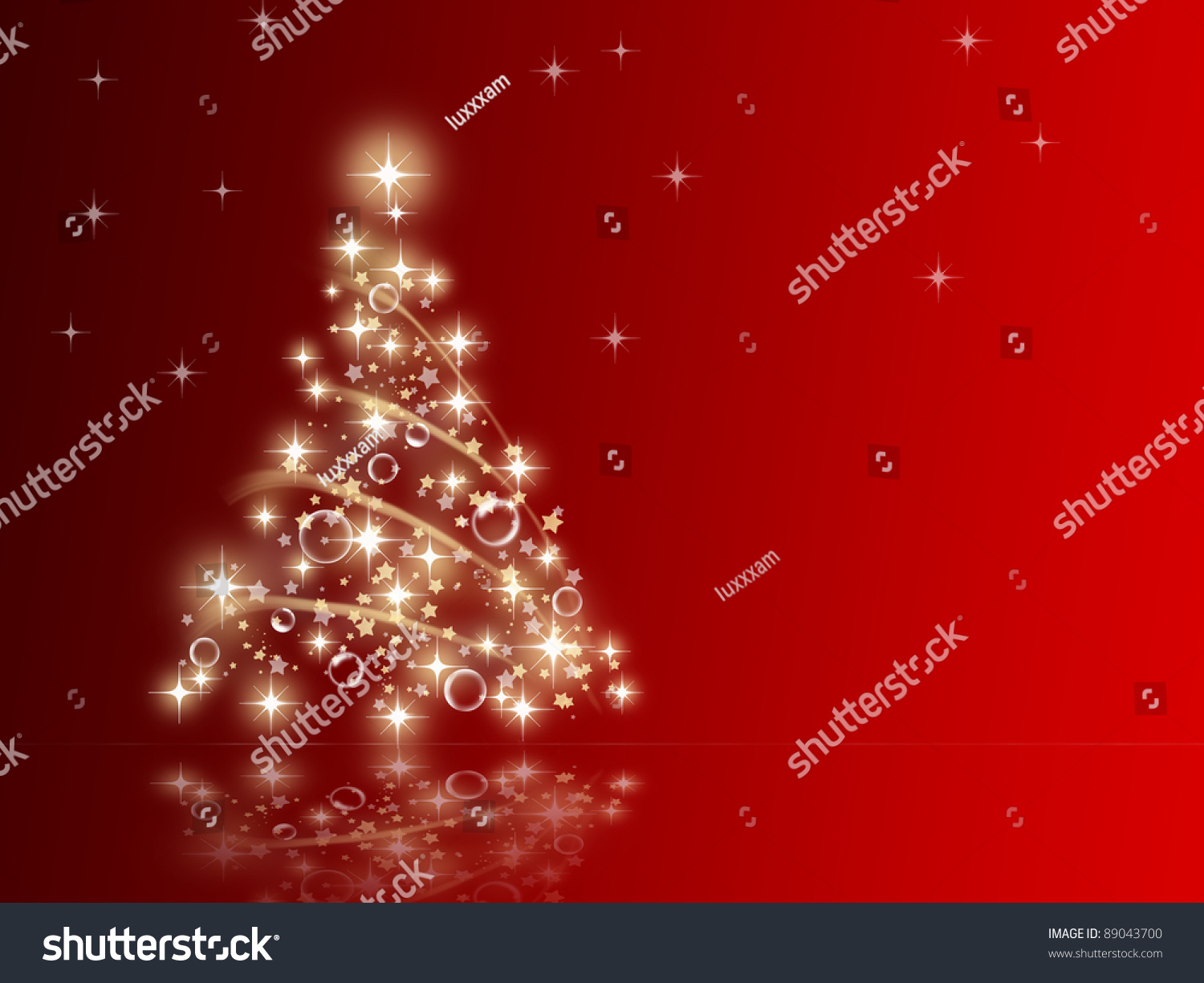Illustration Of A Christmas Tree Made With Star On A Red Background ...