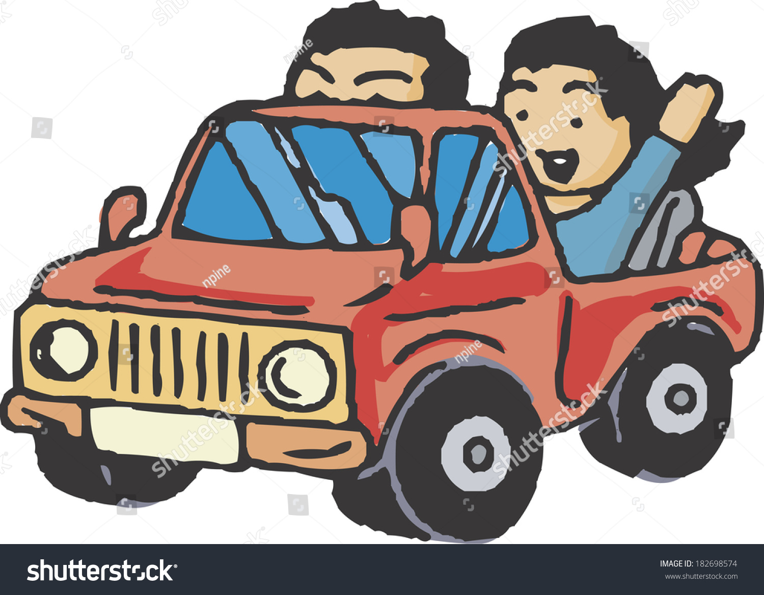 Illustration Of A Couple Driving Around In A Car - 182698574 : Shutterstock