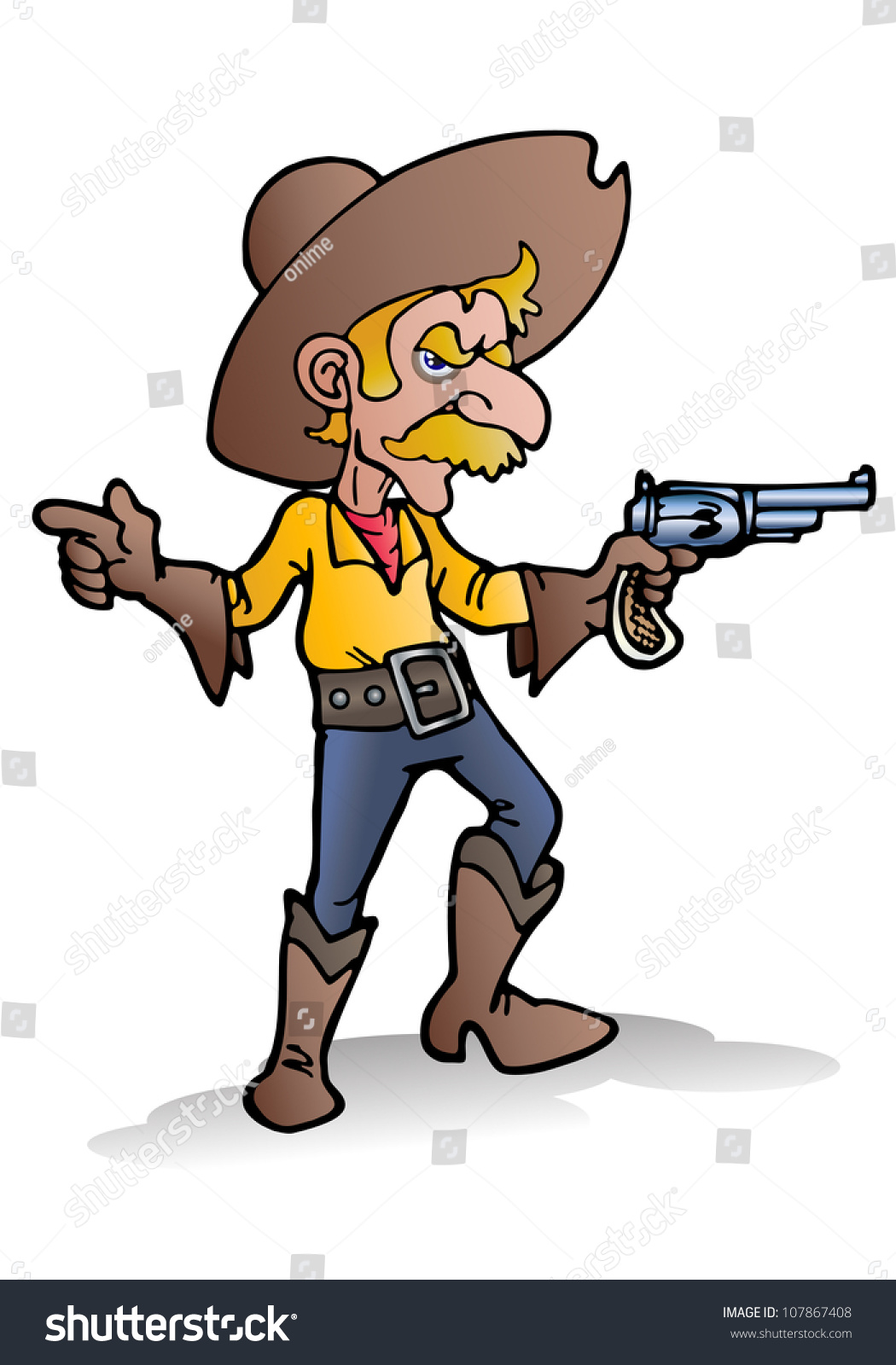 Illustration Cowboy Hold Gun Prairie Stock Illustration 107867408 ...