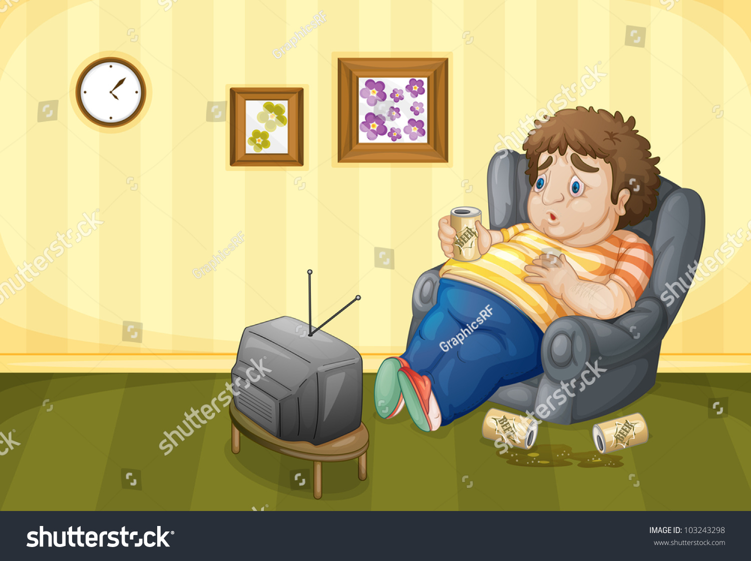 Illustration Drunk Fat Man Eps Vector Stock Illustration 103243298