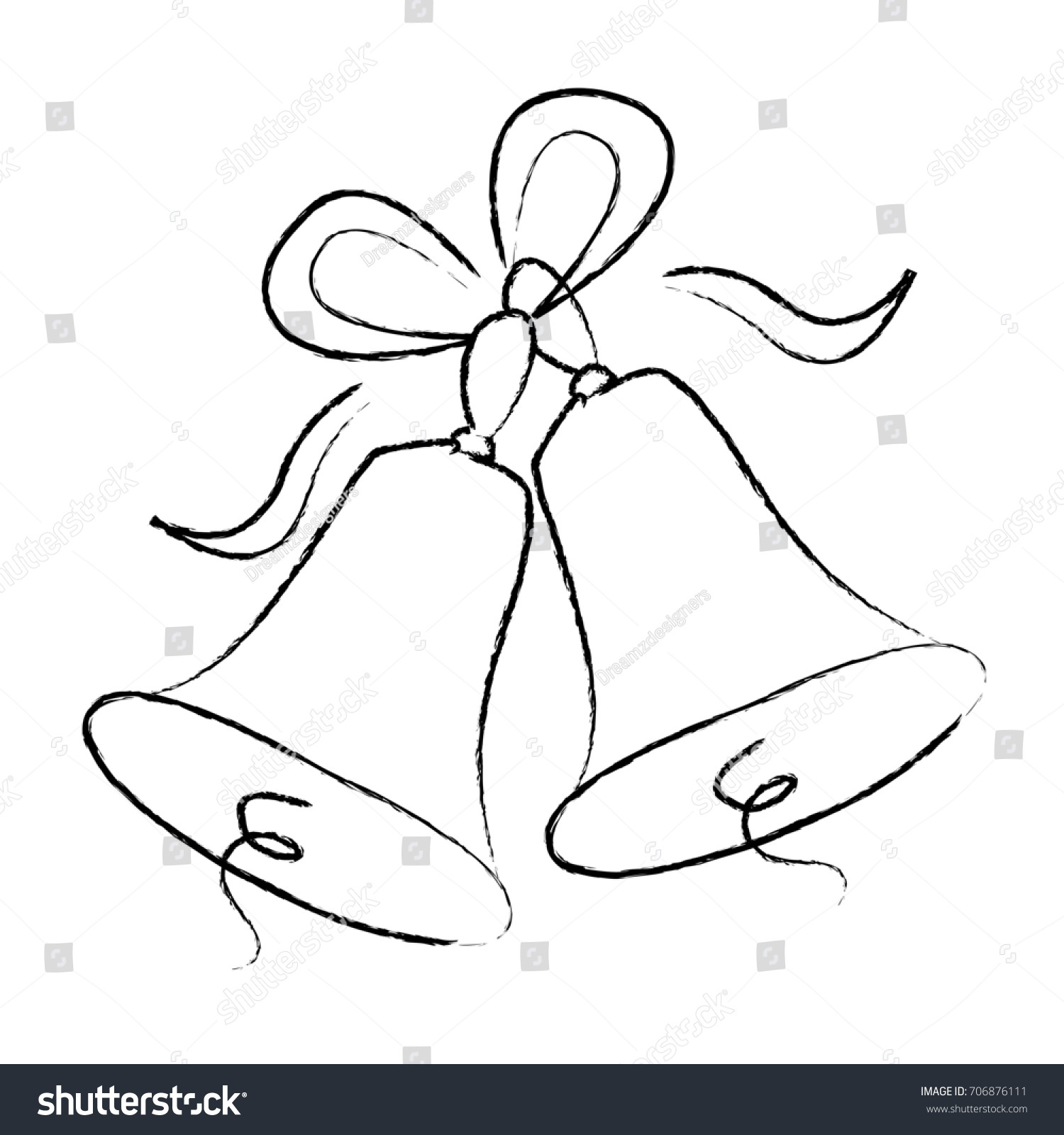 Illustration Of A Elegant Black Color Wedding Bells With Ribbons Isolated N White Background Illustration Of A Elegant Black Color Wedding Bells With Ribbons Isolated N White Background