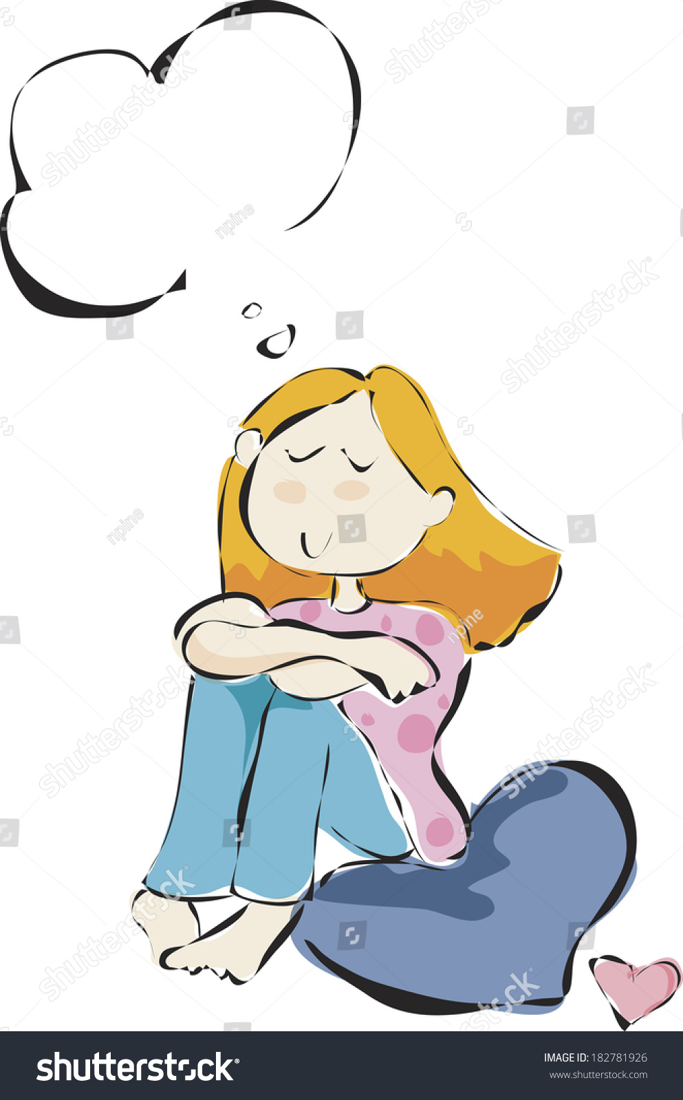 Illustration Of A Girl Daydreaming - 182781926 : Shutterstock