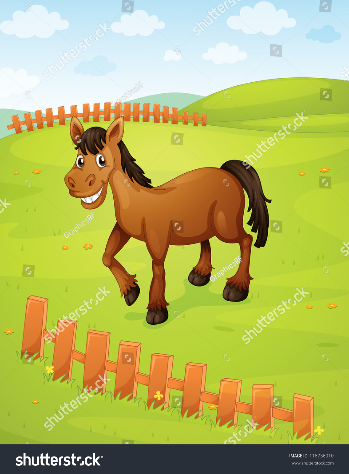 Illustration Of A Horse In A Beautiful Nature - 116736910 : Shutterstock