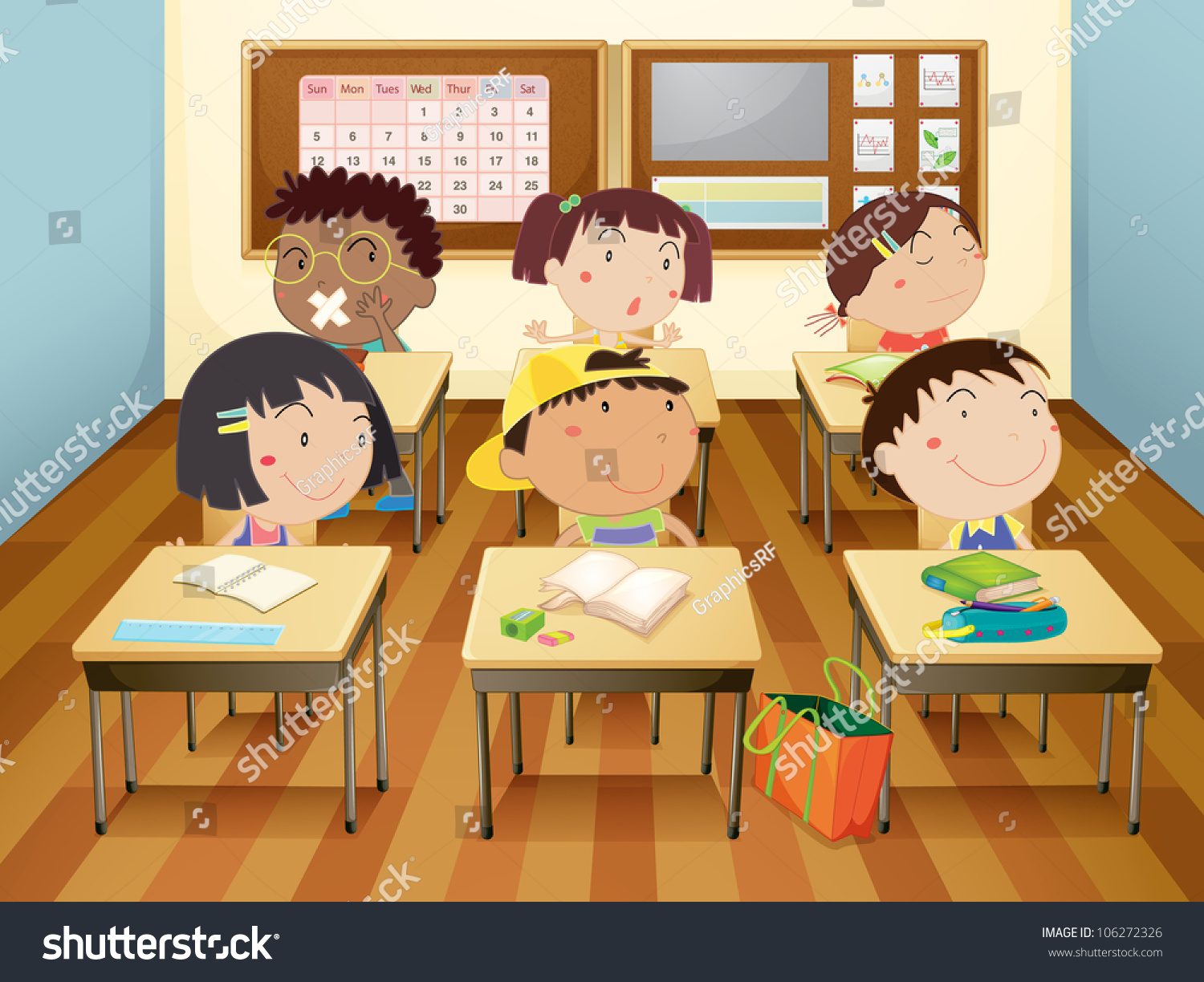 Illustration Kids Studying Classroom Stock Illustration 106272326 ...