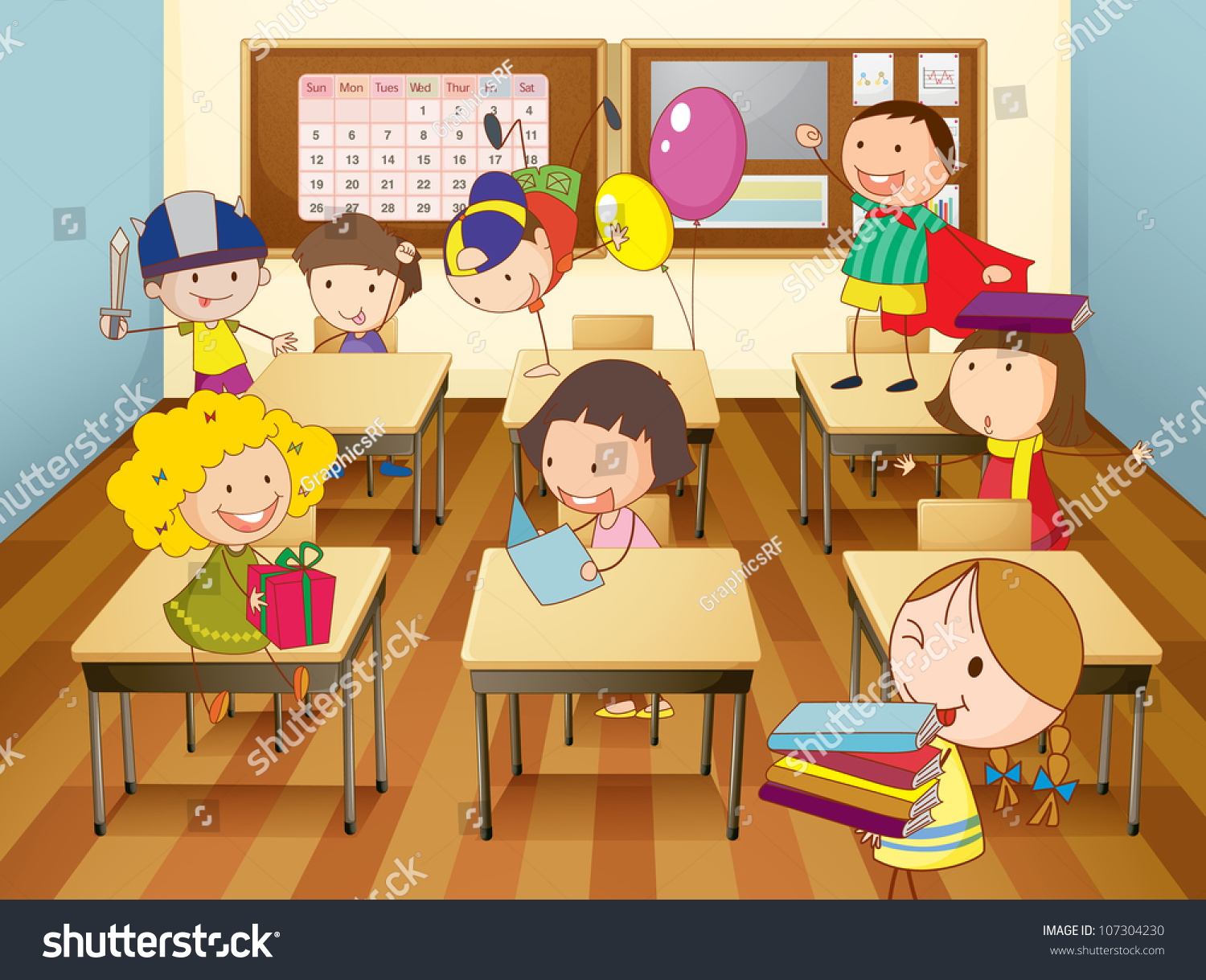 Illustration Kids Studying Classroom Stock Illustration 107304230 ...