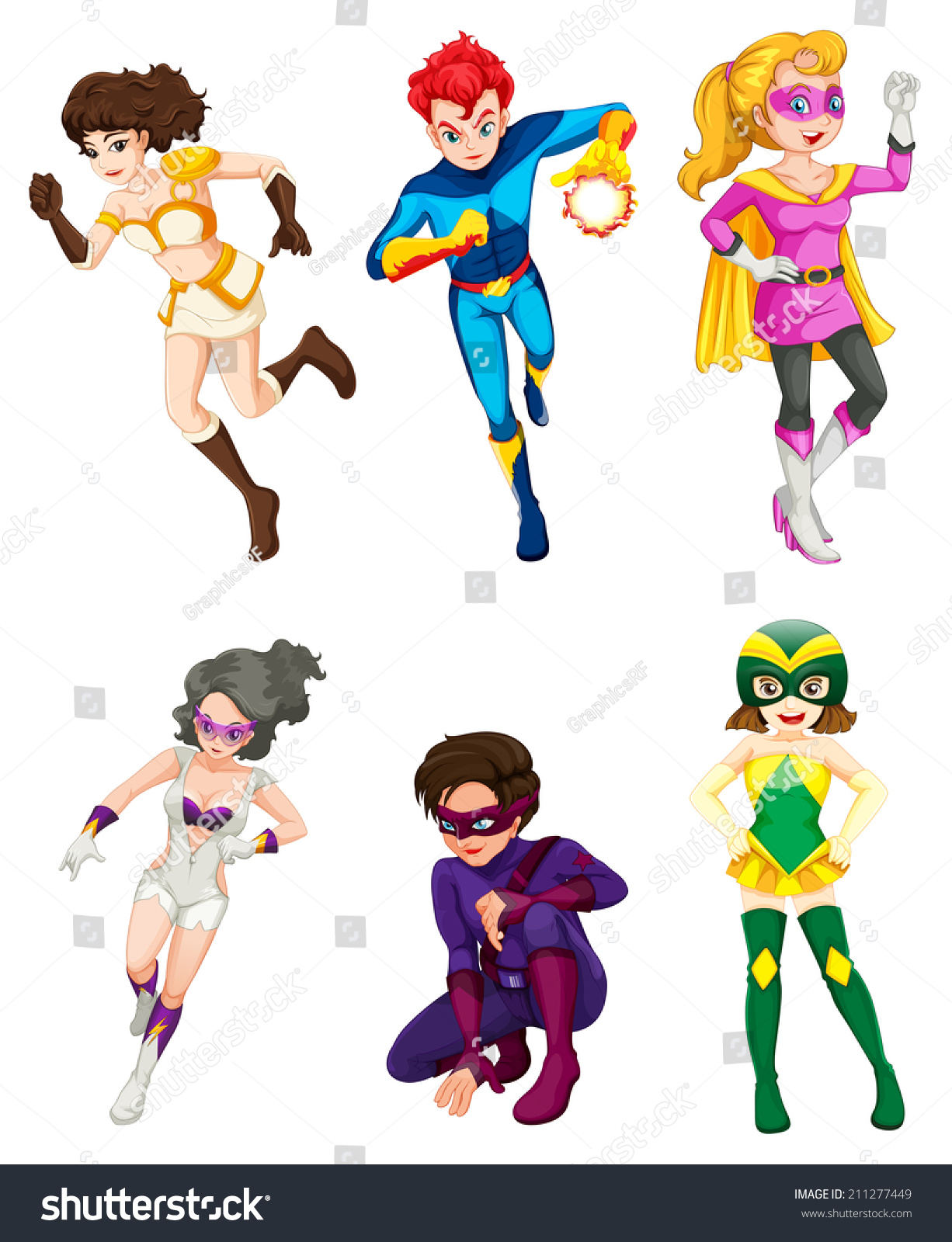 Illustration Of A Male And Female Superheroes On A White Background ...